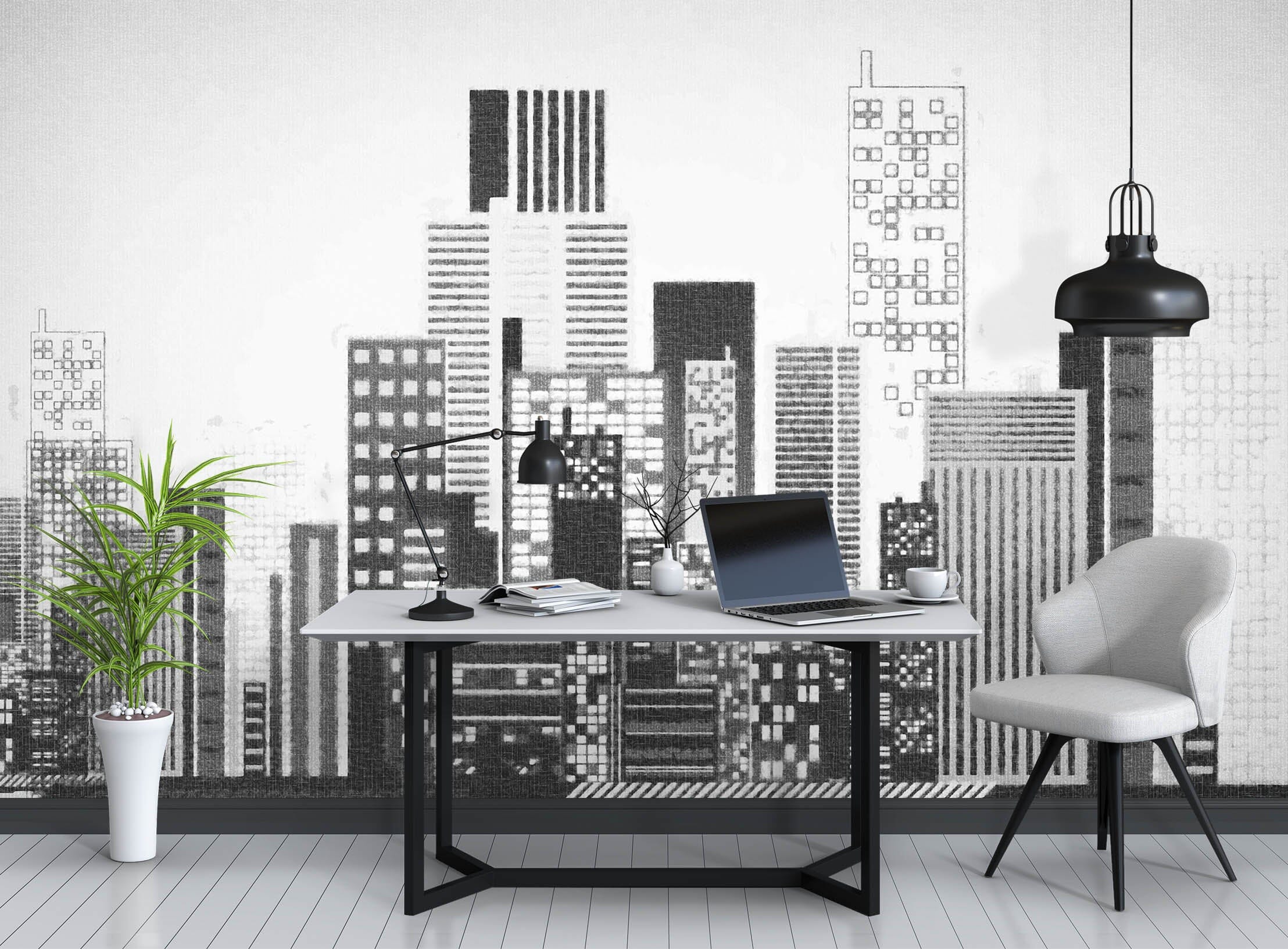 3D Black Building 1051 Wall Murals Wallpaper AJ Wallpaper 2