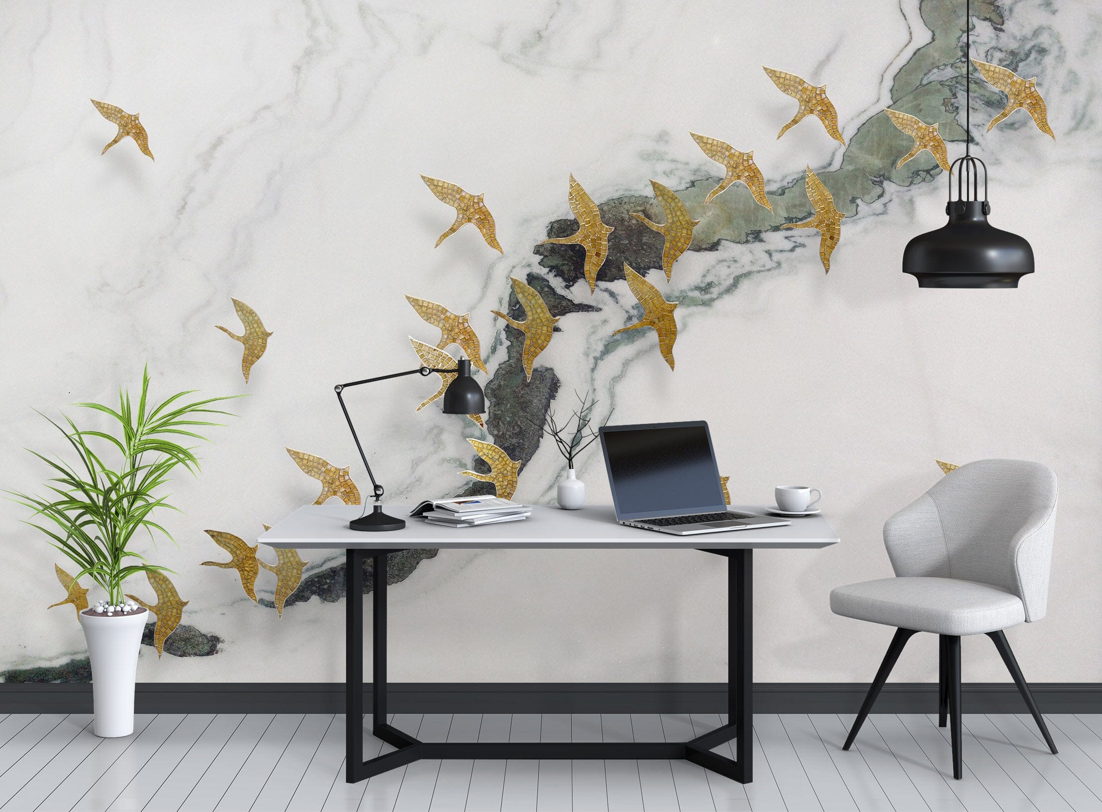 3D Golden Bird 1030 Wall Murals Wallpaper AJ Wallpaper 2
