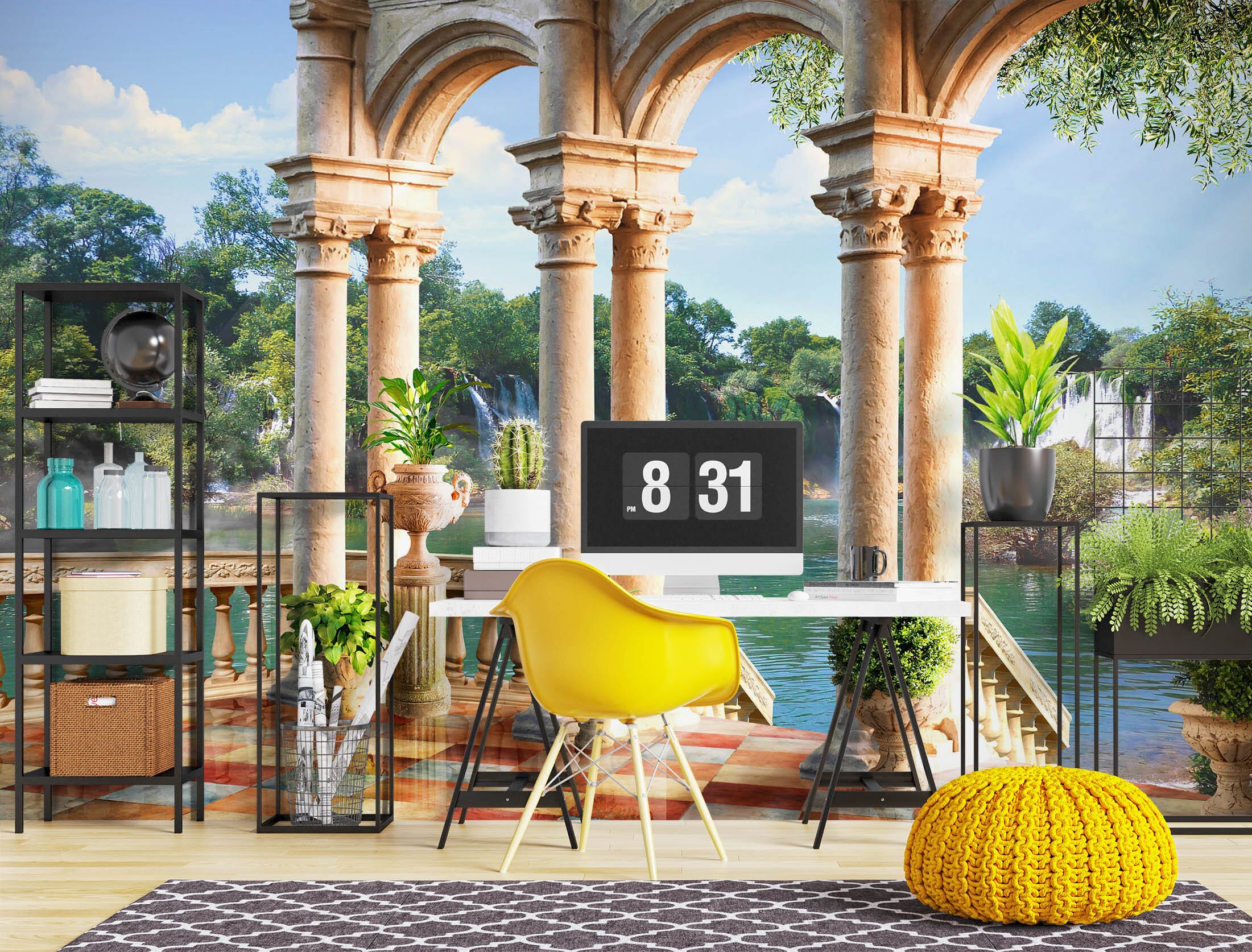 3D Balcony Waterfall 1034 Wall Murals Wallpaper AJ Wallpaper 2