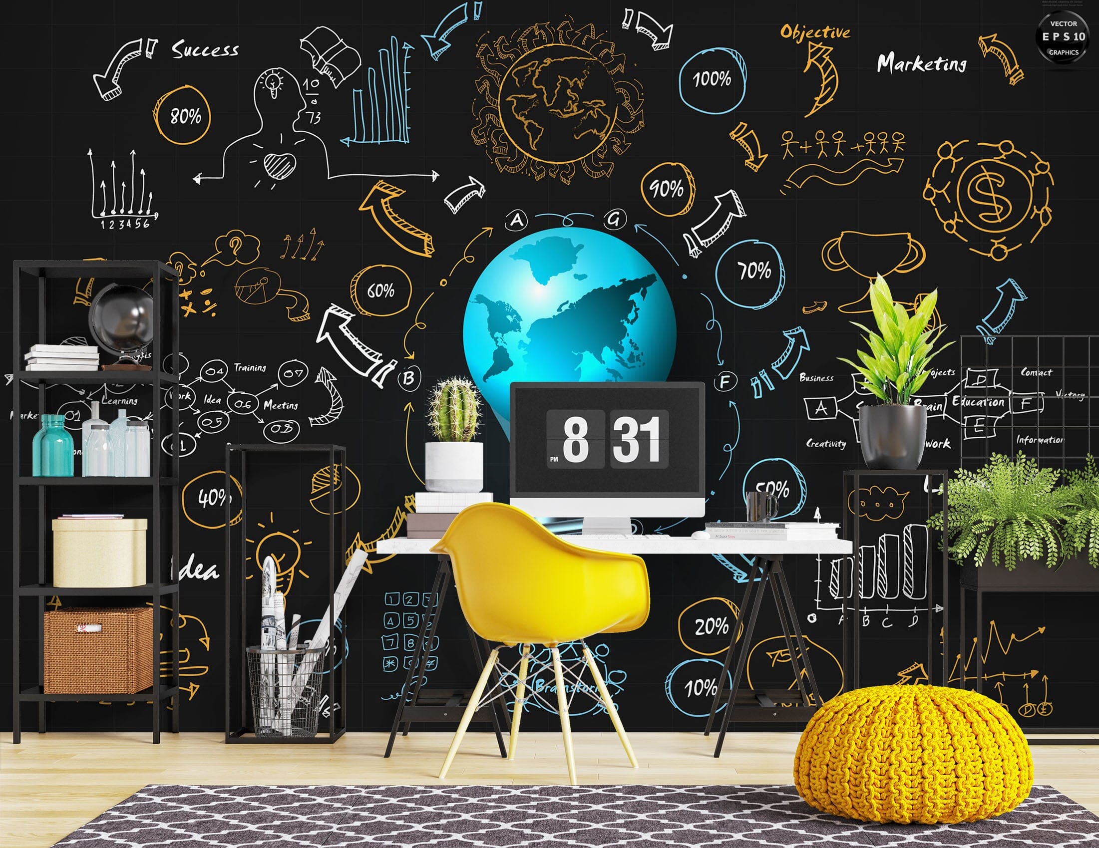 3D Blue Light Bulb 1093 Wall Murals Wallpaper AJ Wallpaper 2