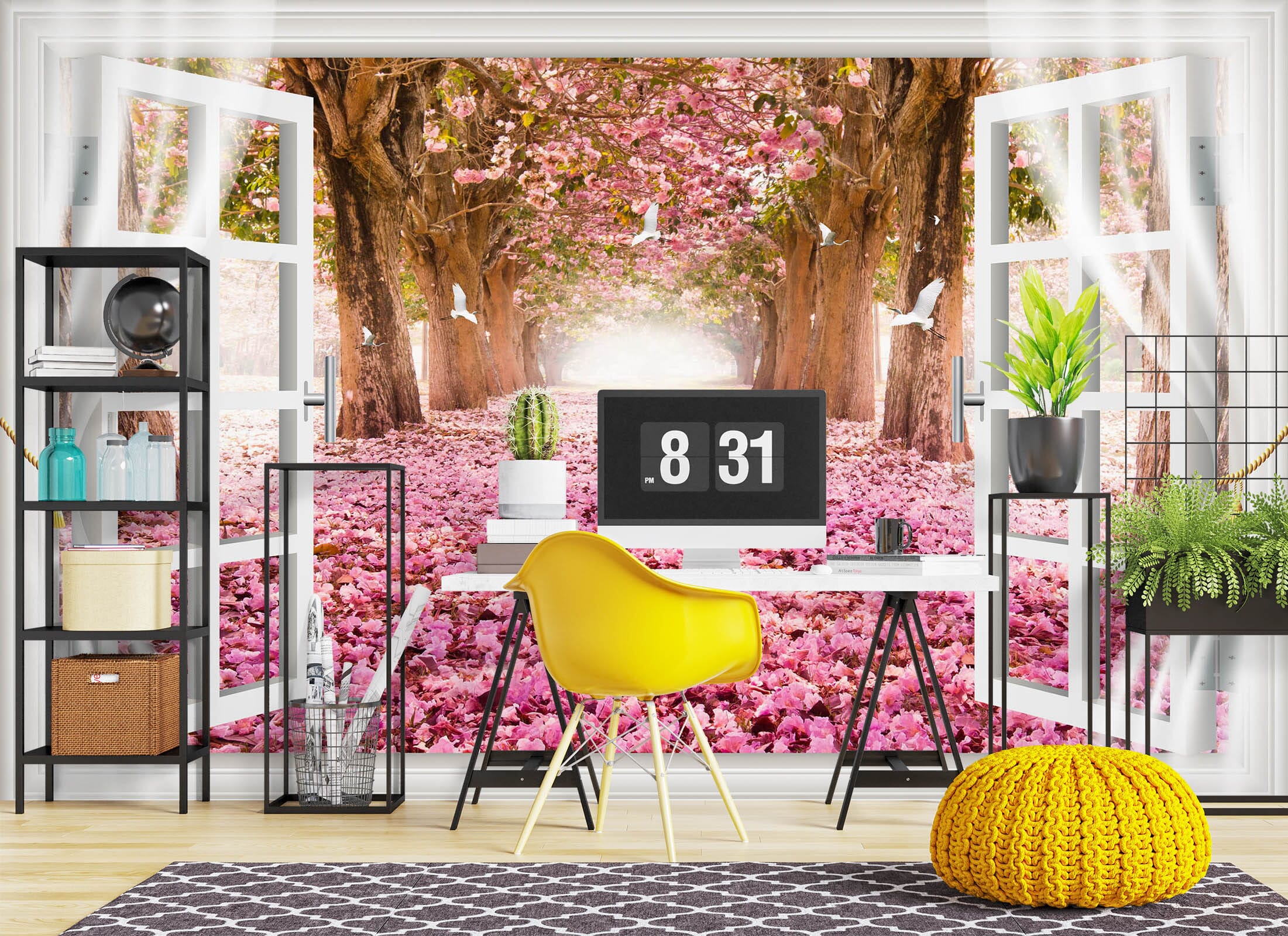 3D Cherry Blossoms 1009 Wall Murals Wallpaper AJ Wallpaper 2