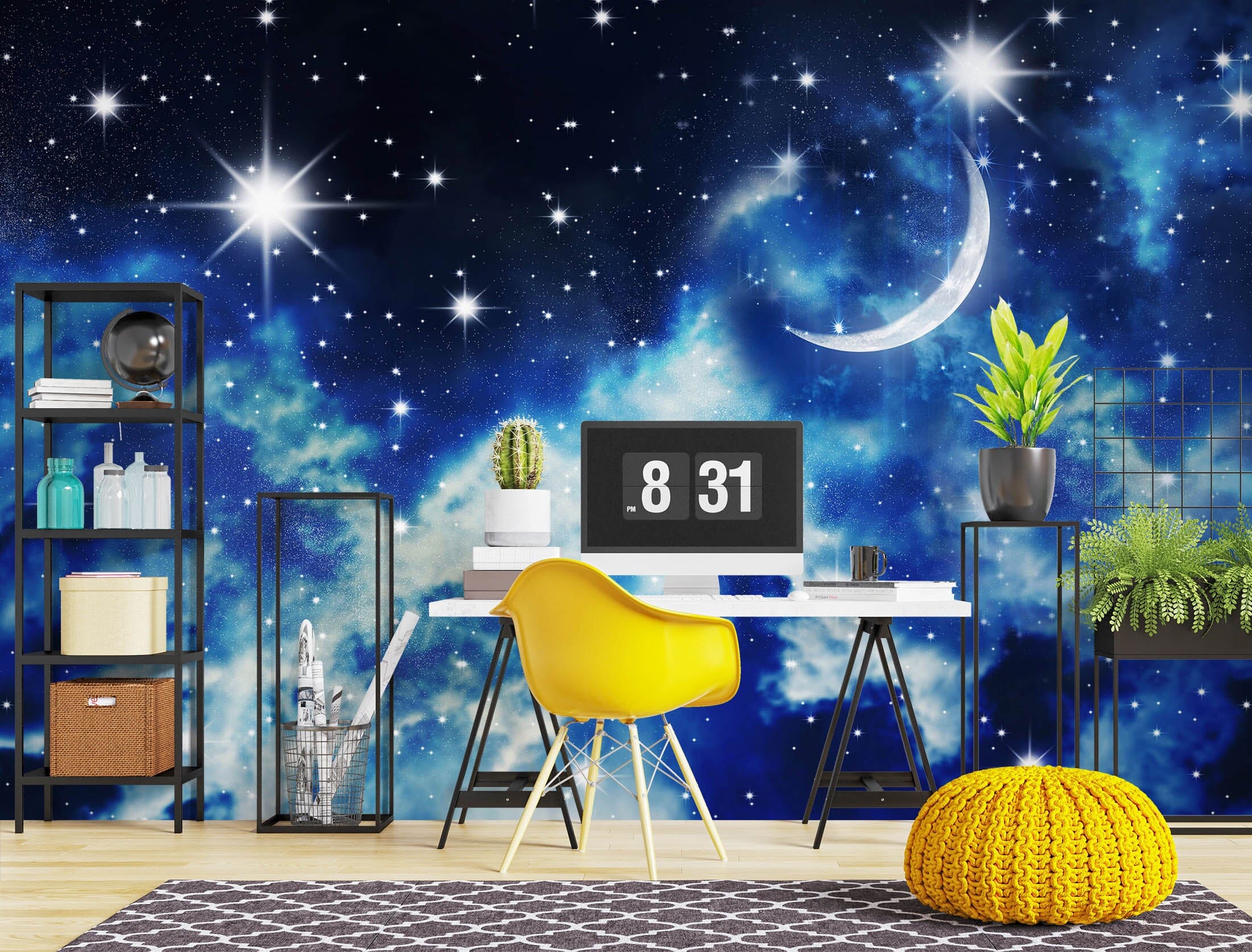 3D Galaxy Moon 1013 Wall Murals Wallpaper AJ Wallpaper 2
