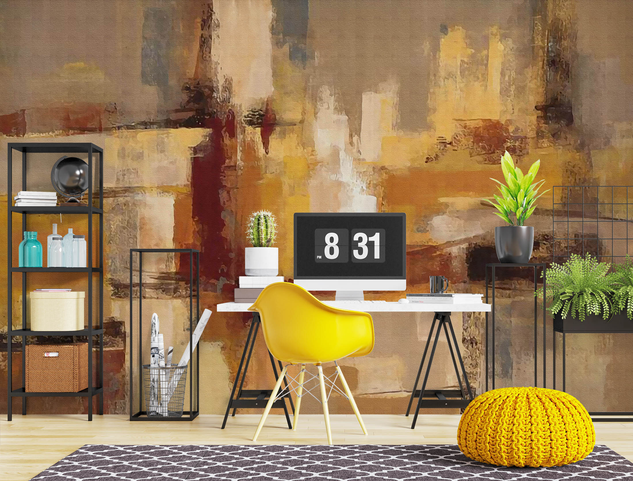 3D Orange Paint 1018 Wall Murals