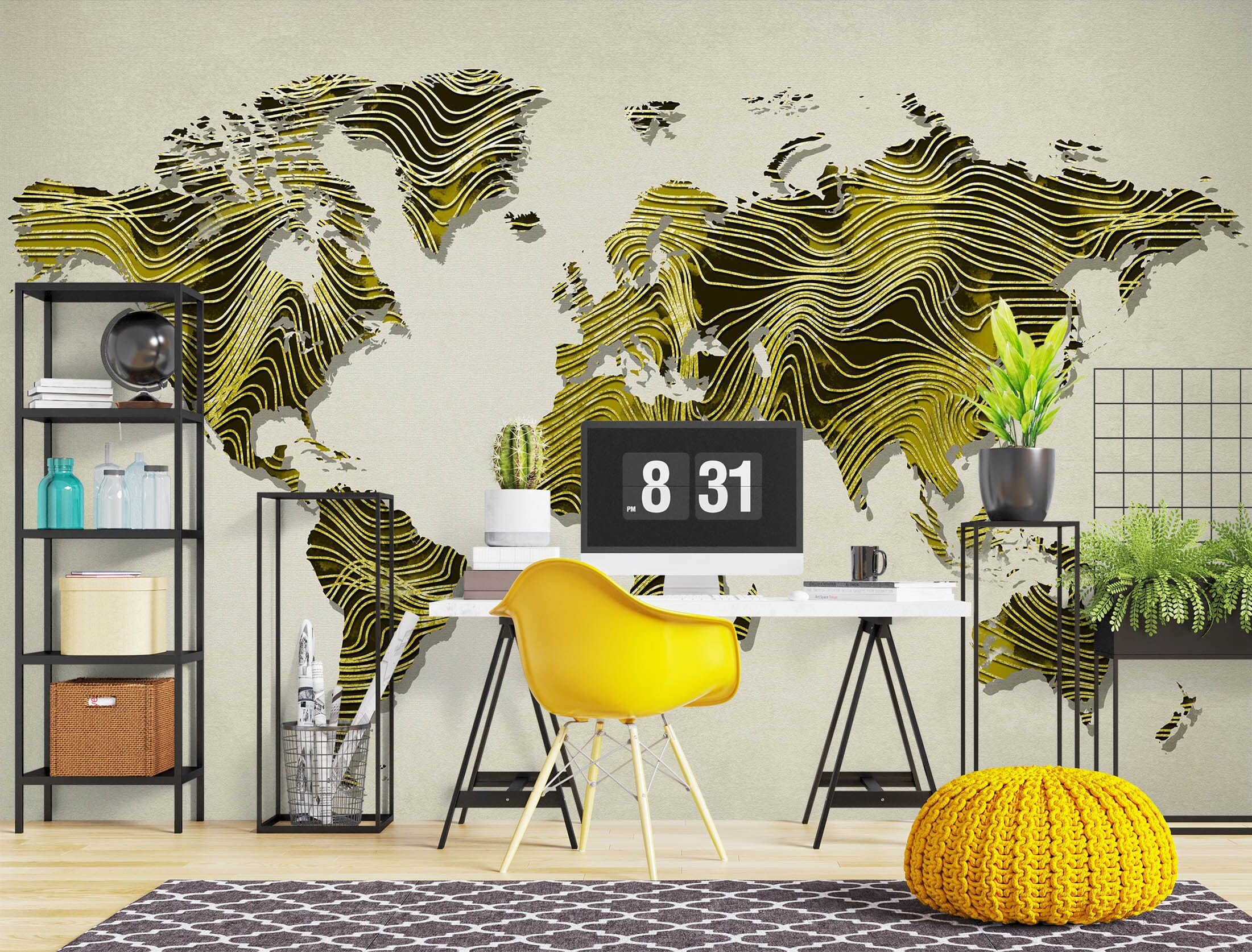 3D Green World Map 1005 Wall Murals Wallpaper AJ Wallpaper 2