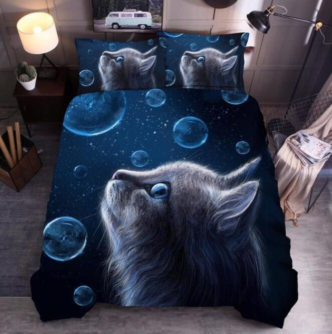 3D Cat Bubble 8065 Bed Pillowcases Quilt