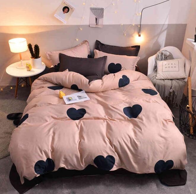 3D Pink Bottom Black Heart 8098 Bed Pillowcases Quilt
