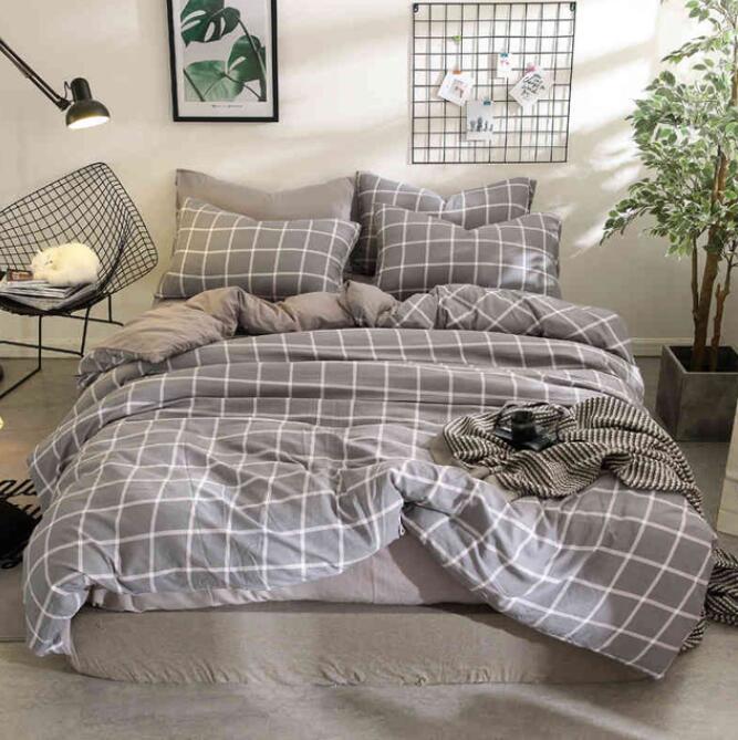 3D Grey Grid 7001 Bed Pillowcases Quilt