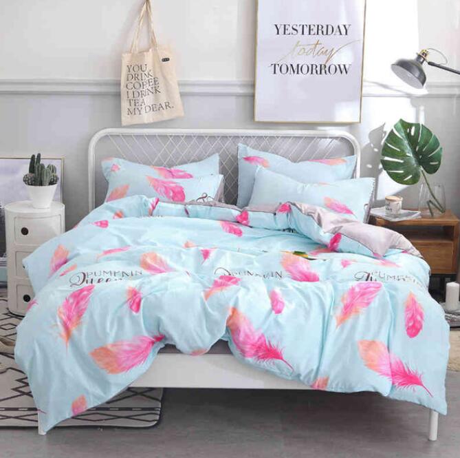 3D Pink Feather 7019 Bed Pillowcases Quilt