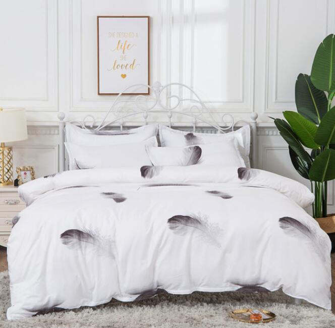 3D Black Feather 8093 Bed Pillowcases Quilt