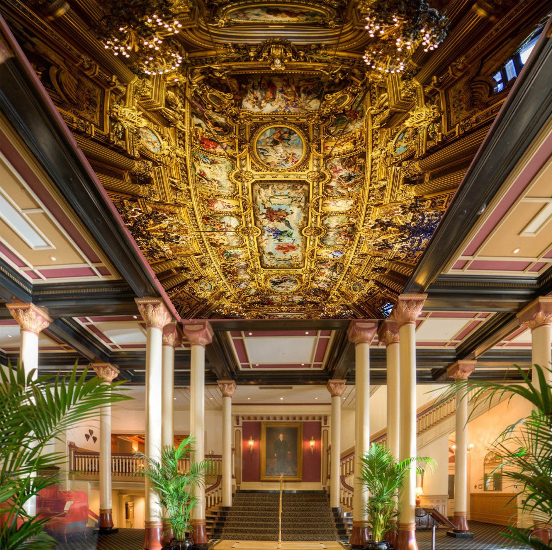 Pillars Domes Painting Wallpaper AJ Wallpaper