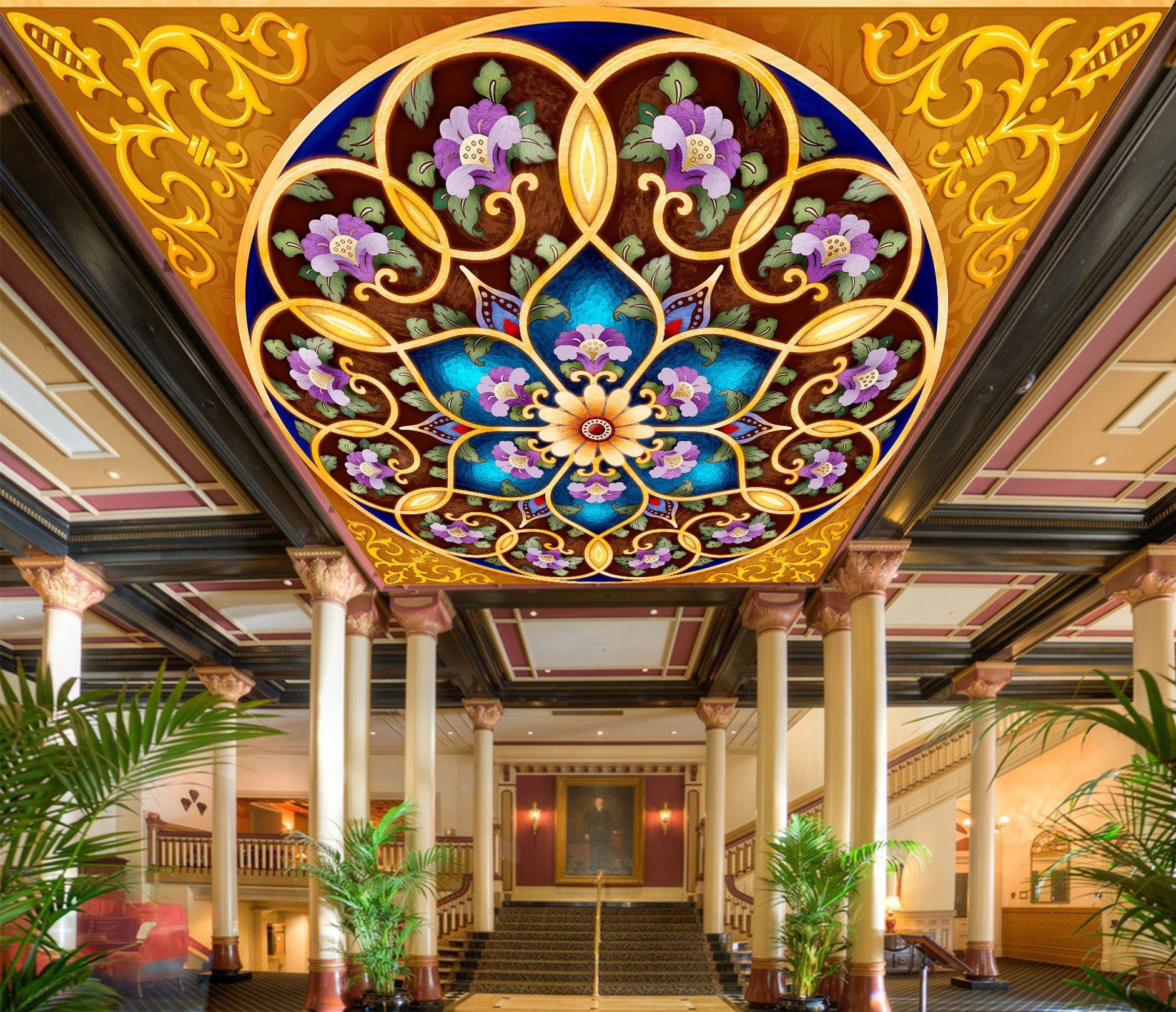 Flowers Circular Pattern Wallpaper AJ Wallpaper