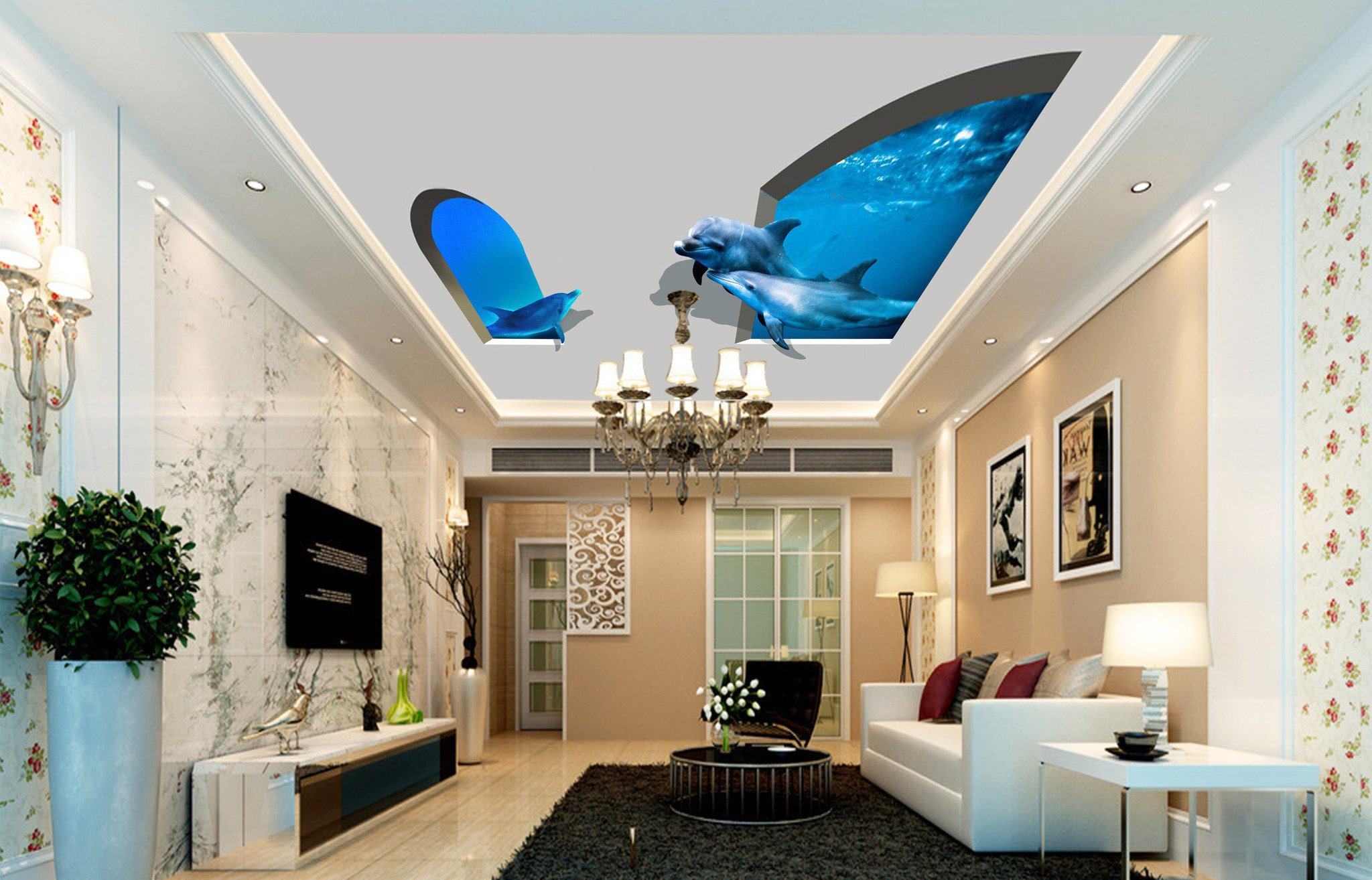 Ocean Window Dolphins Wallpaper AJ Wallpaper