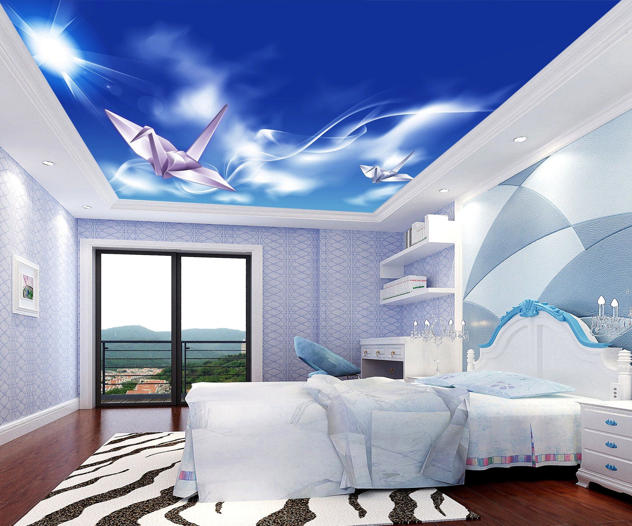 Blue Sky Flying Paper Birds Wallpaper AJ Wallpaper