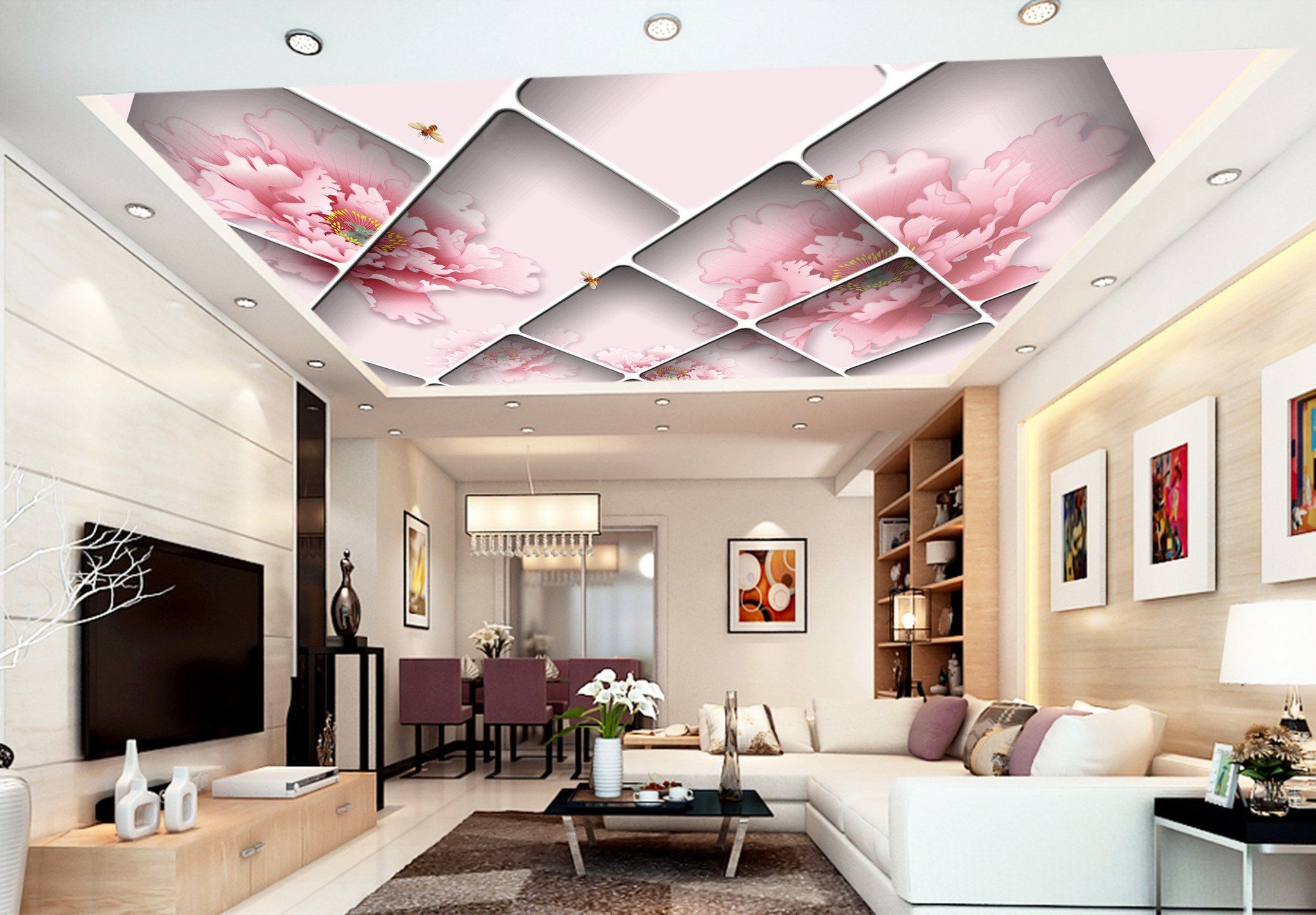 Grids Flowers Bees Wallpaper AJ Wallpaper