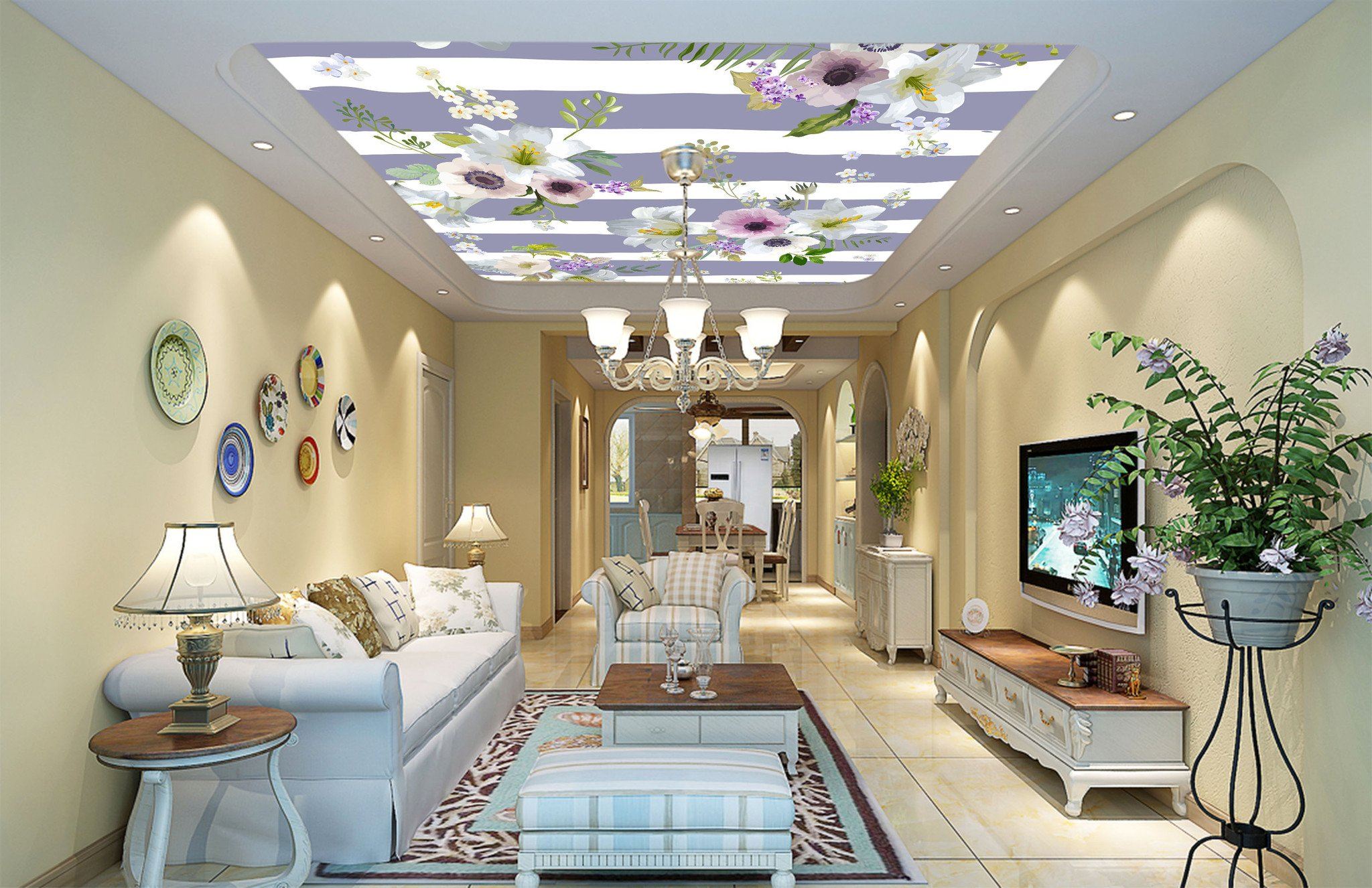 Flowers And Stripes Wallpaper AJ Wallpaper