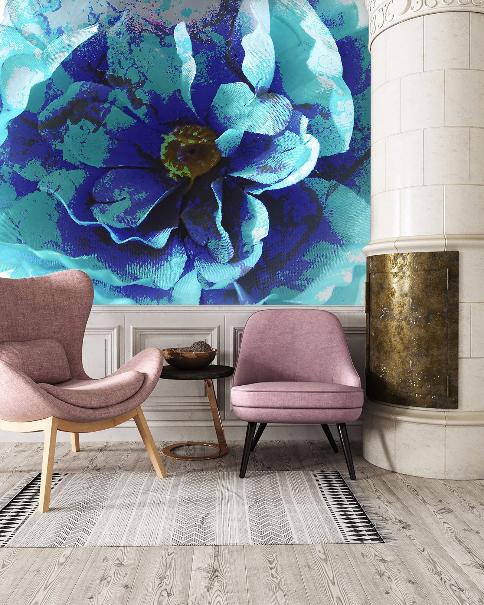 3D Blue Flower 70118 Shandra Smith Wall Mural Wall Murals
