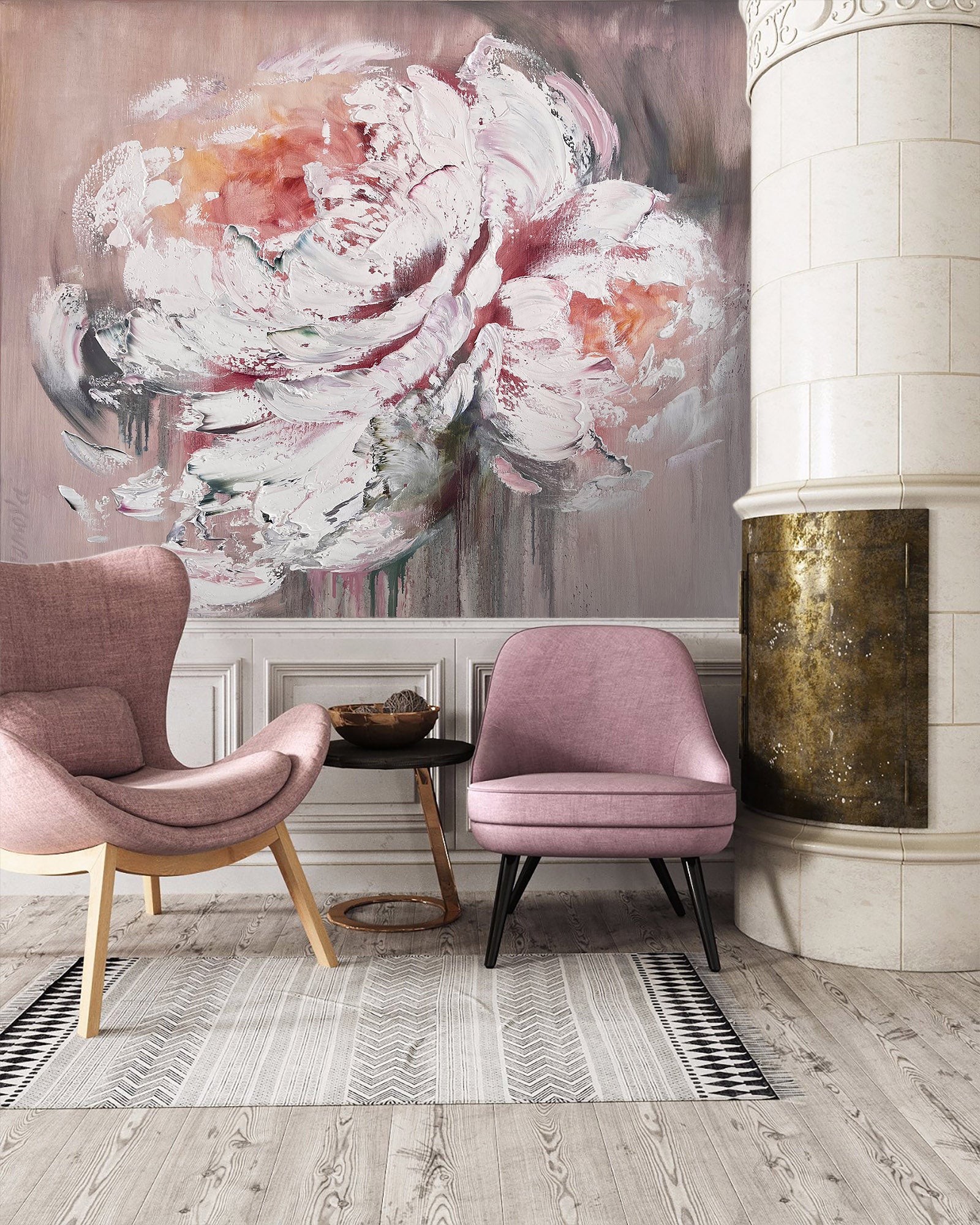 3D Pink Painting Art Flower 3106 Skromova Marina Wall Mural Wall Murals