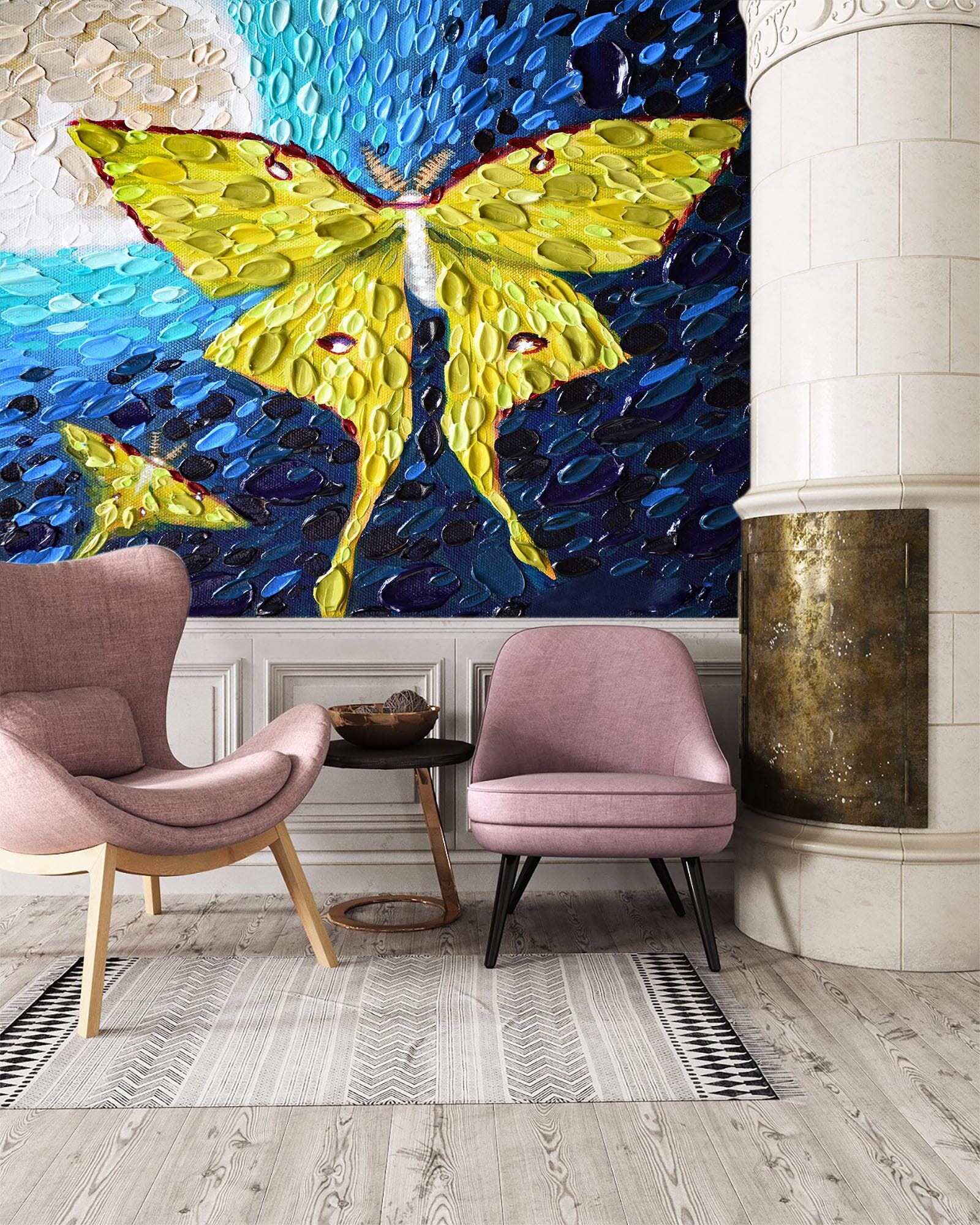 3D Yellow Butterfly 1407 Dena Tollefson Wall Mural Wall Murals Wallpaper AJ Wallpaper 2