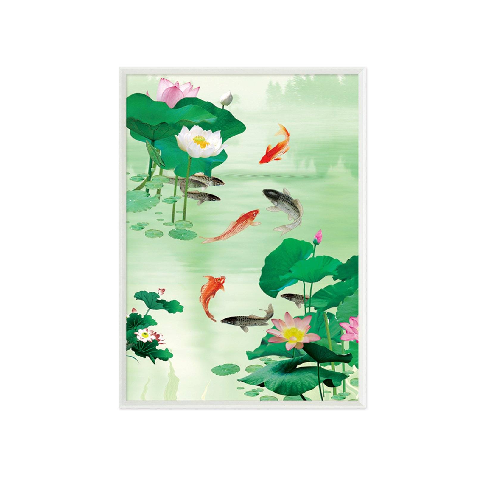 3D Fish Pond 117 Fake Framed Print Painting Wallpaper AJ Creativity Home