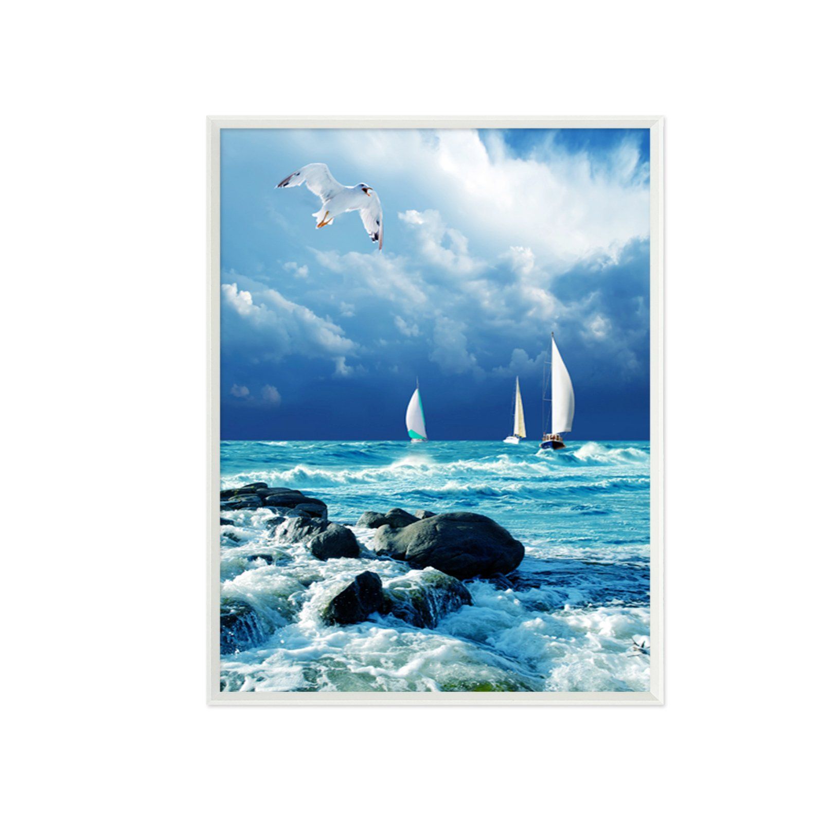 3D Storm Waves 012 Fake Framed Print Painting Wallpaper AJ Creativity Home