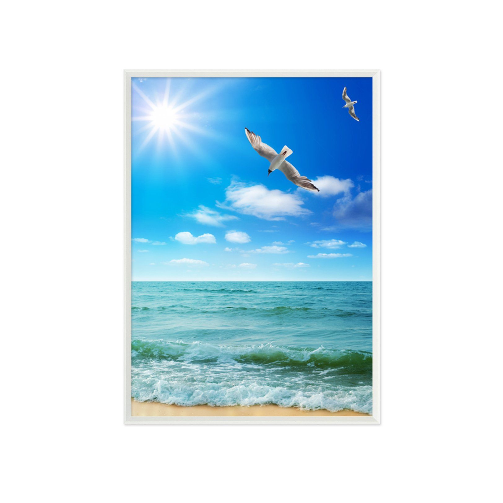3D Sunshine Seagull 044 Fake Framed Print Painting Wallpaper AJ Creativity Home