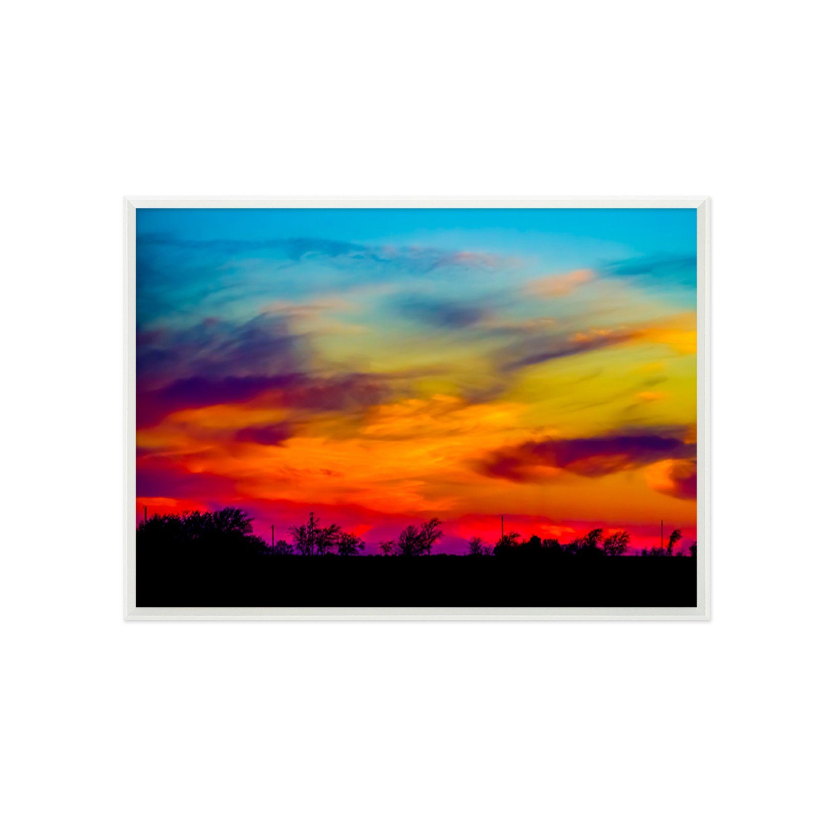 3D Sunset Mountain 027 Fake Framed Print Painting Wallpaper AJ Creativity Home