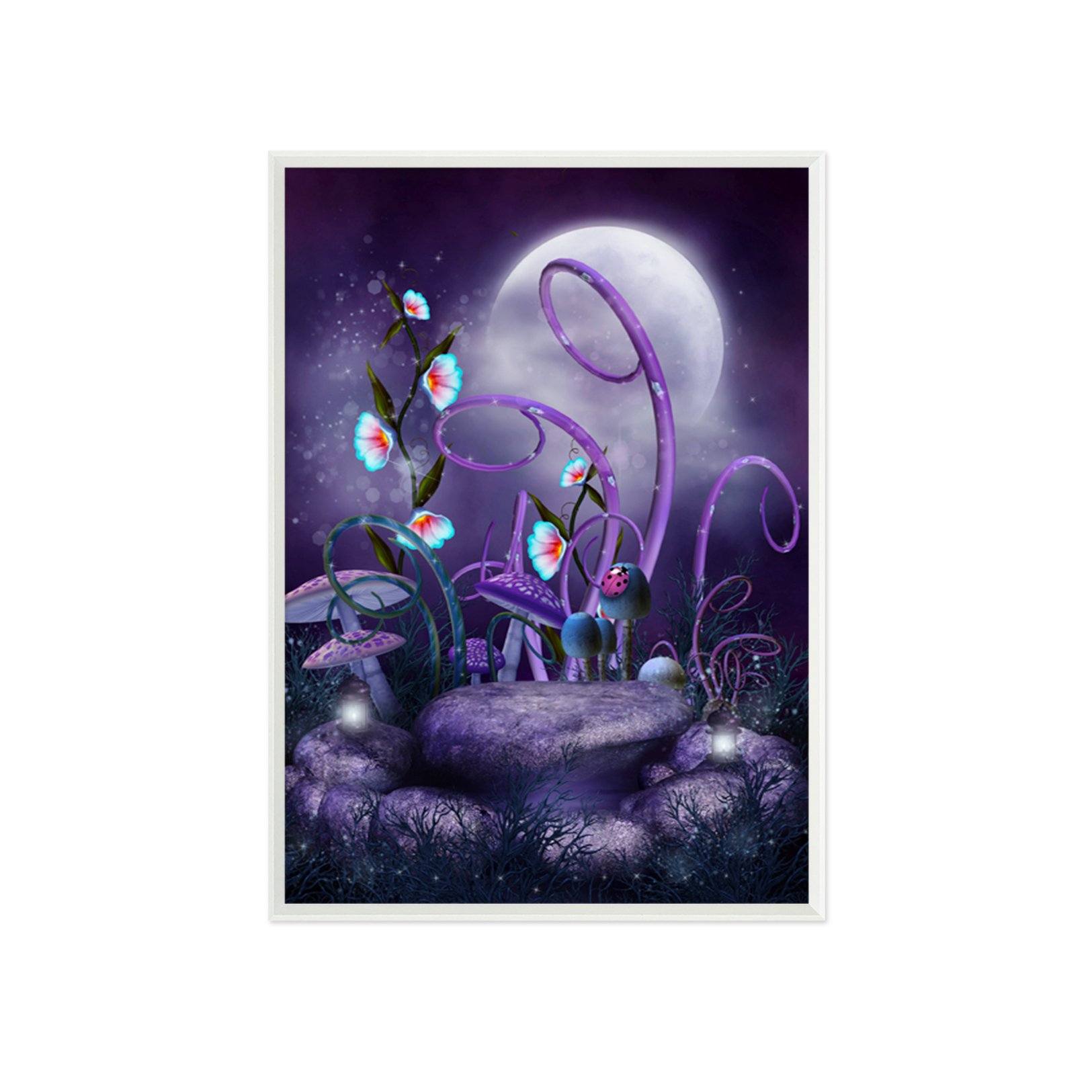 3D Moon Mushrooms 127 Fake Framed Print Painting Wallpaper AJ Creativity Home