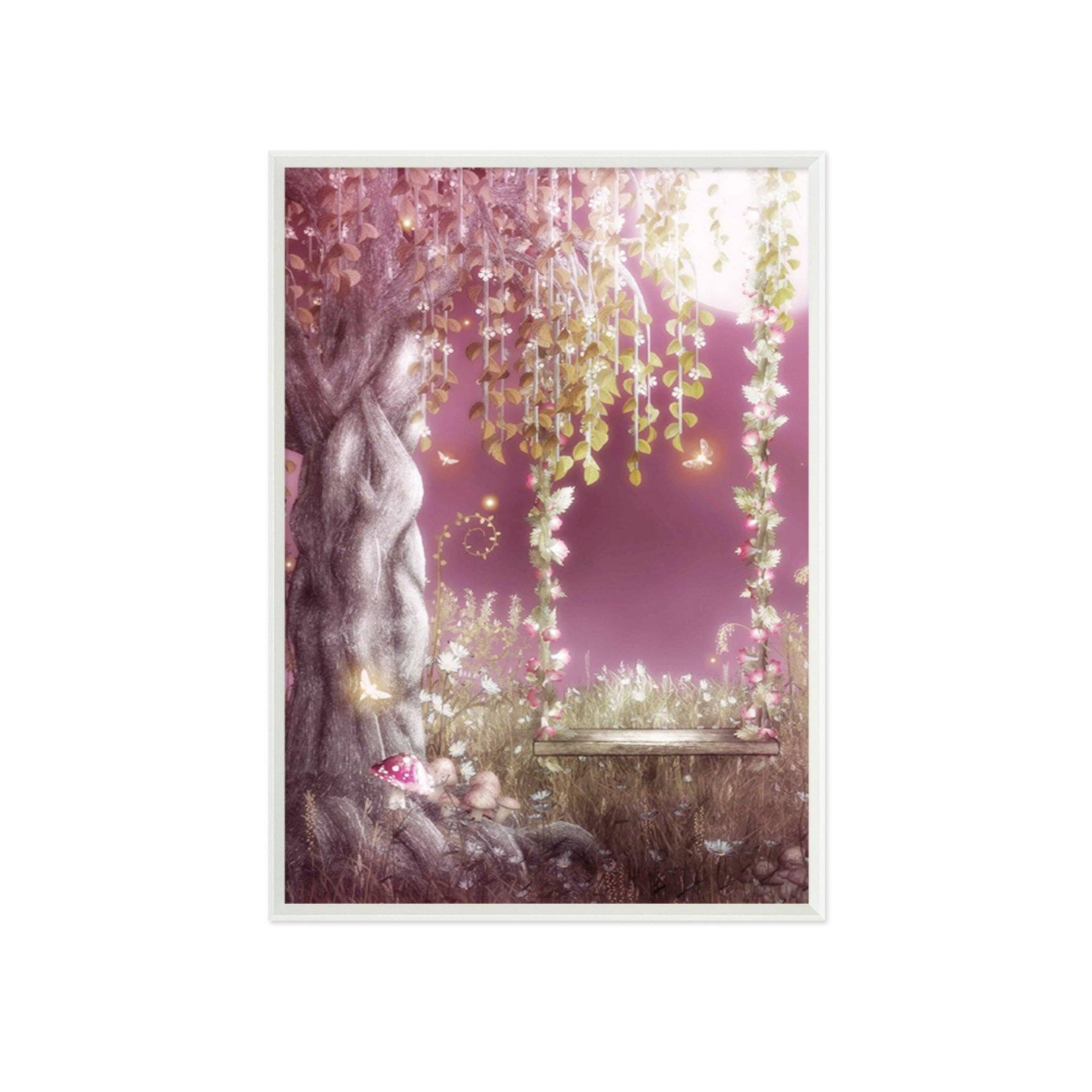 3D Moon Swing 002 Fake Framed Print Painting Wallpaper AJ Creativity Home