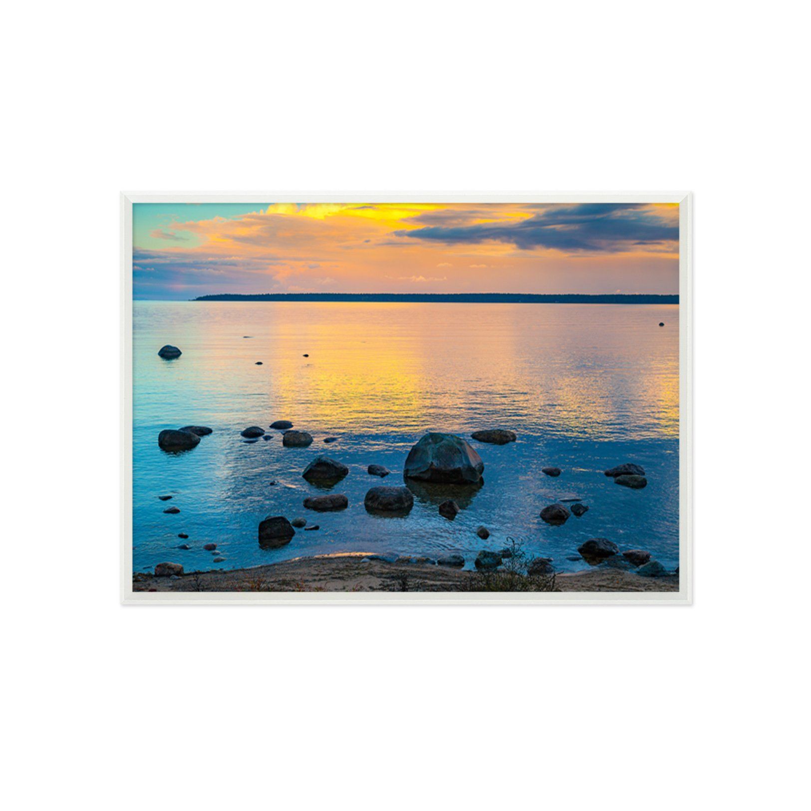3D Dusk Sea 160 Fake Framed Print Painting Wallpaper AJ Creativity Home