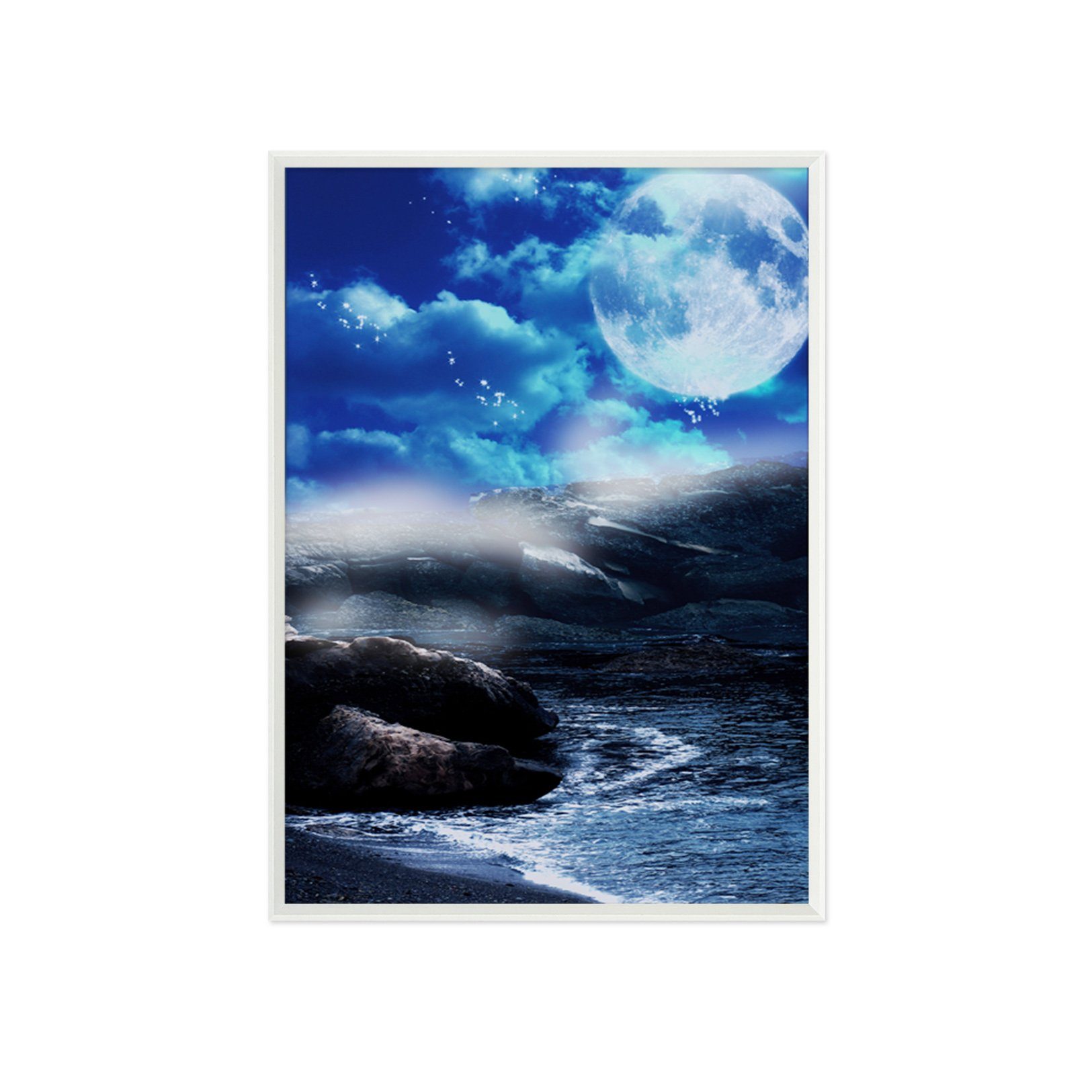 3D Moon Lake 147 Fake Framed Print Painting Wallpaper AJ Creativity Home
