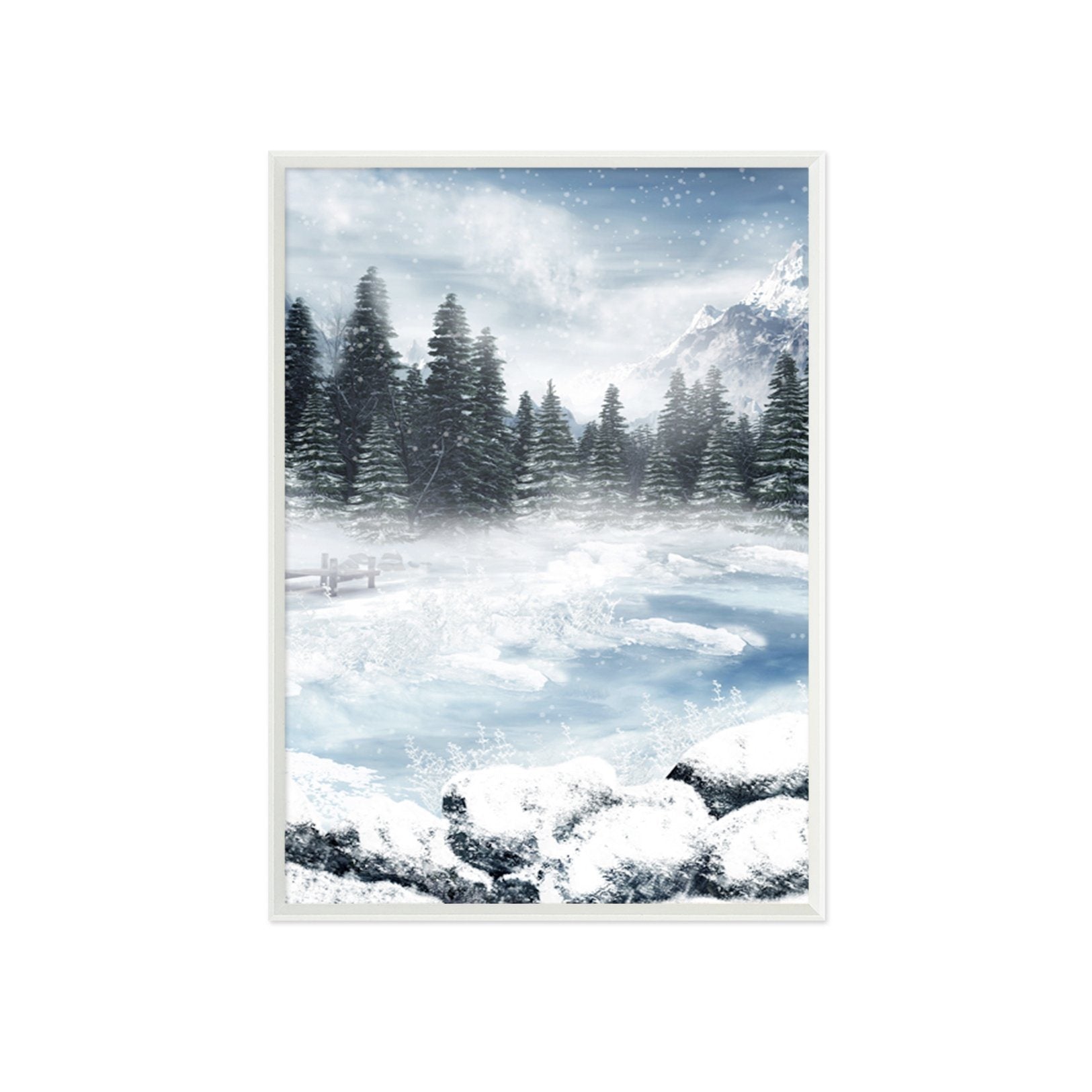 3D Ice Lake 015 Fake Framed Print Painting Wallpaper AJ Creativity Home