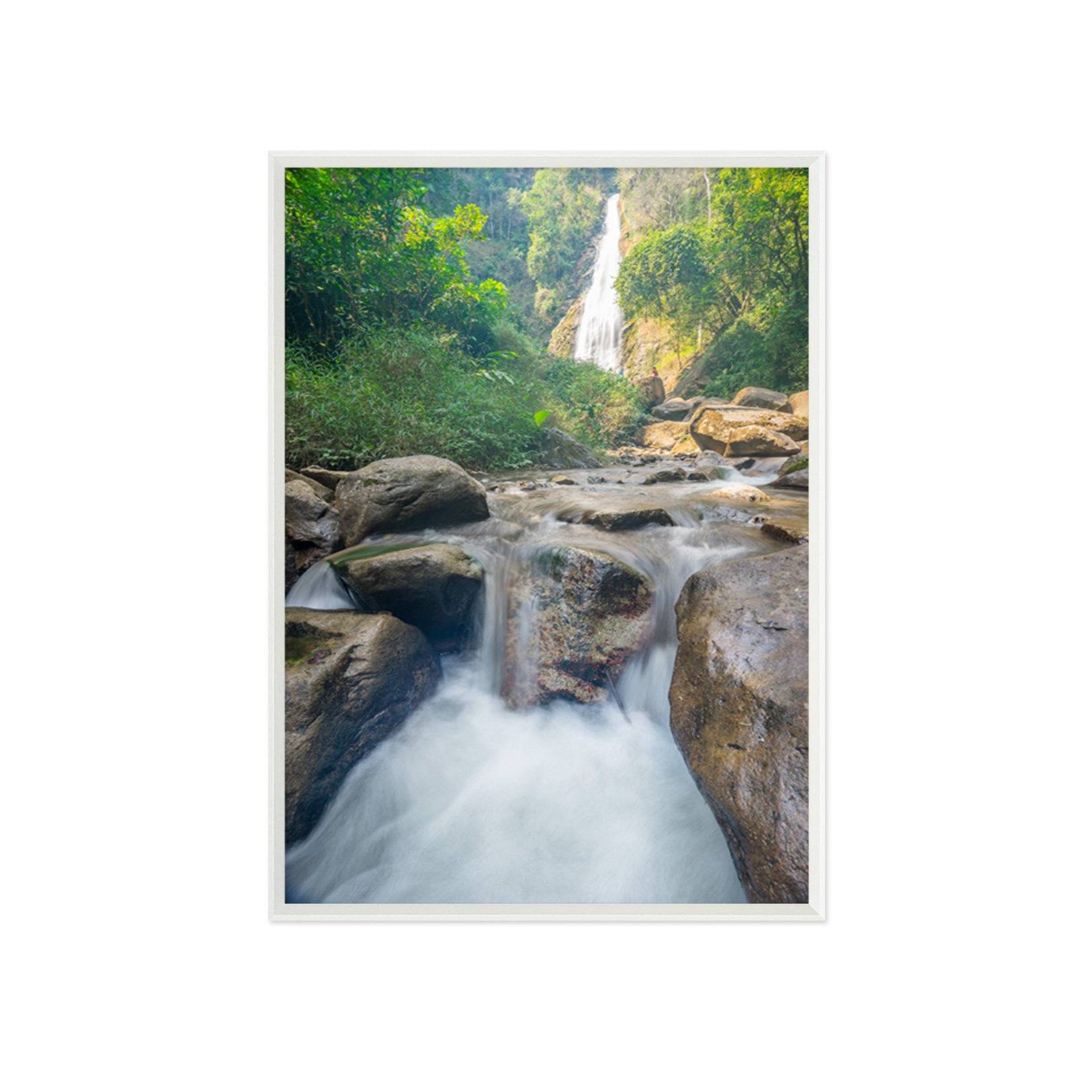 3D Forest Waterfall 053 Fake Framed Print Painting Wallpaper AJ Creativity Home