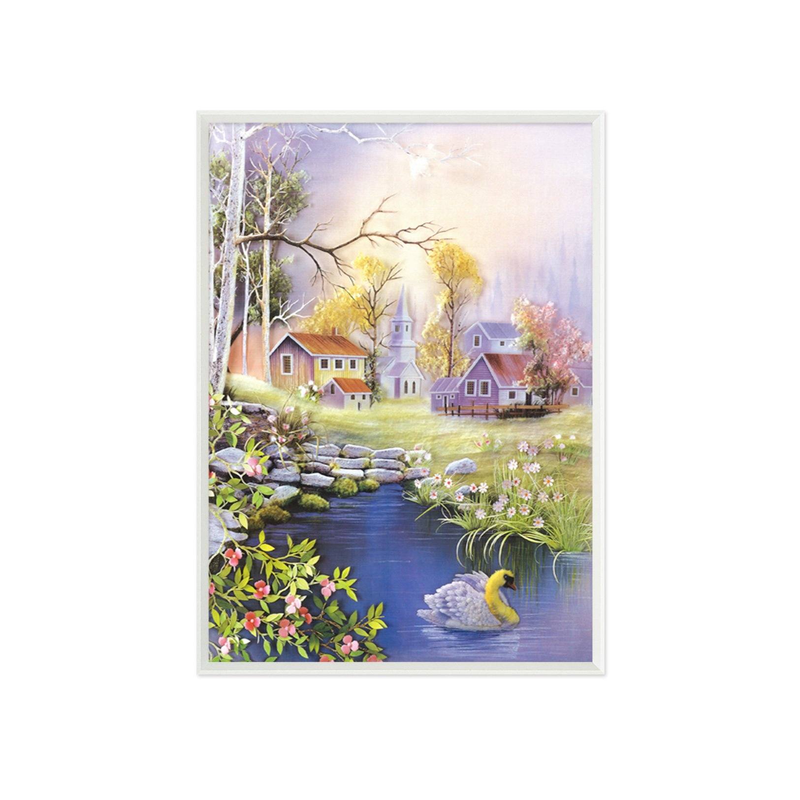3D Small Village 111 Fake Framed Print Painting Wallpaper AJ Creativity Home