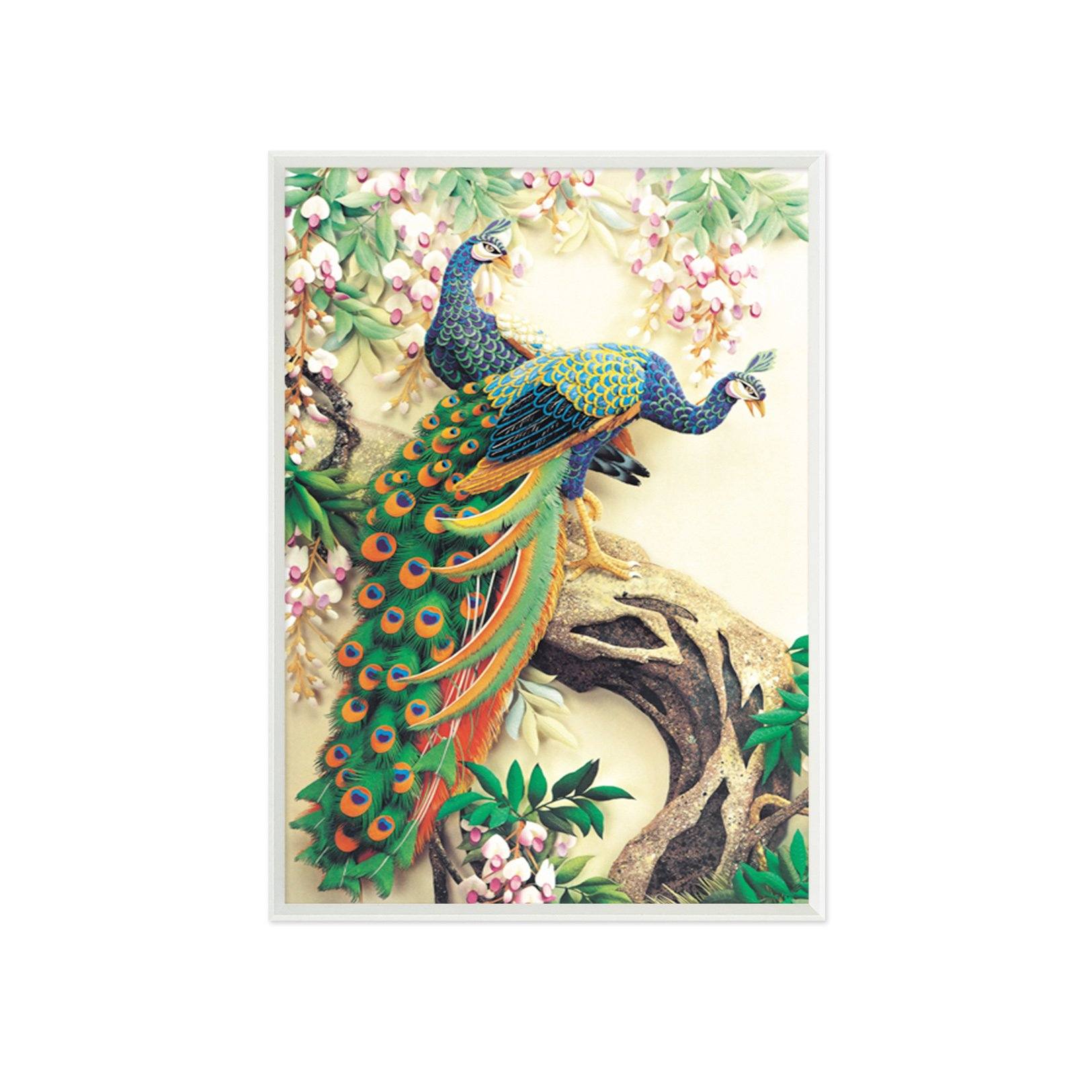 3D Beautiful Peacock 084 Fake Framed Print Painting Wallpaper AJ Creativity Home