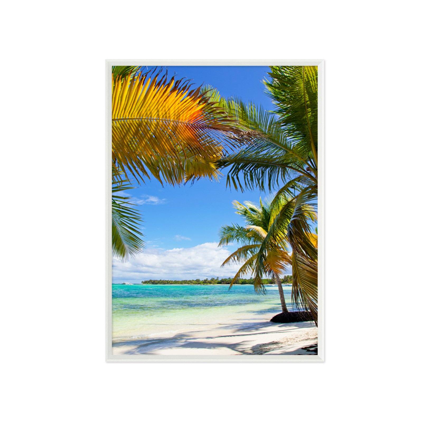 3D Coconut Beach 081 Fake Framed Print Painting Wallpaper AJ Creativity Home