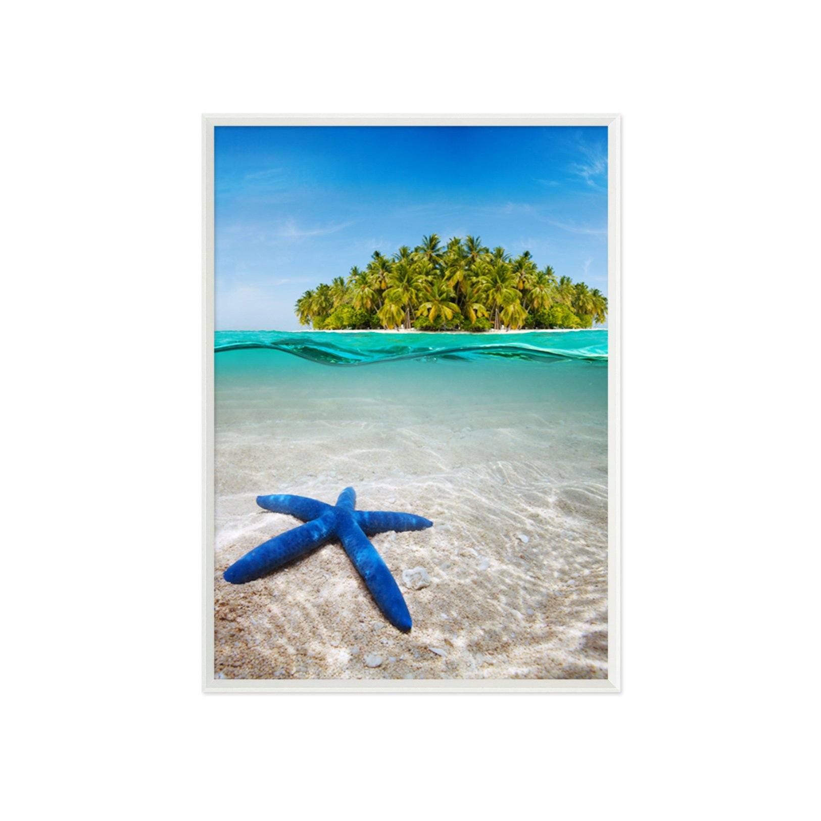 3D Blue Starfish 039 Fake Framed Print Painting Wallpaper AJ Creativity Home
