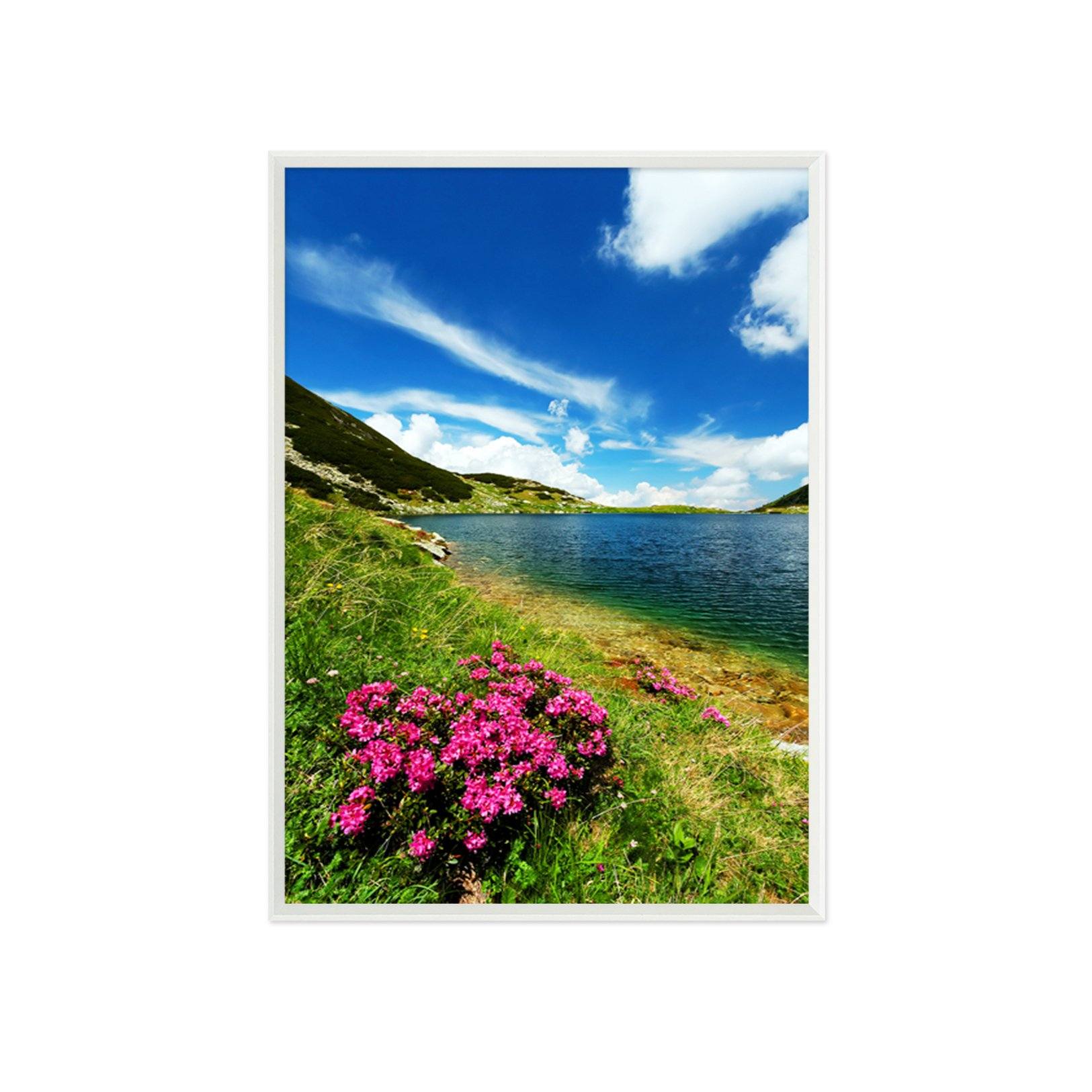3D Lakeside Flowers 130 Fake Framed Print Painting Wallpaper AJ Creativity Home