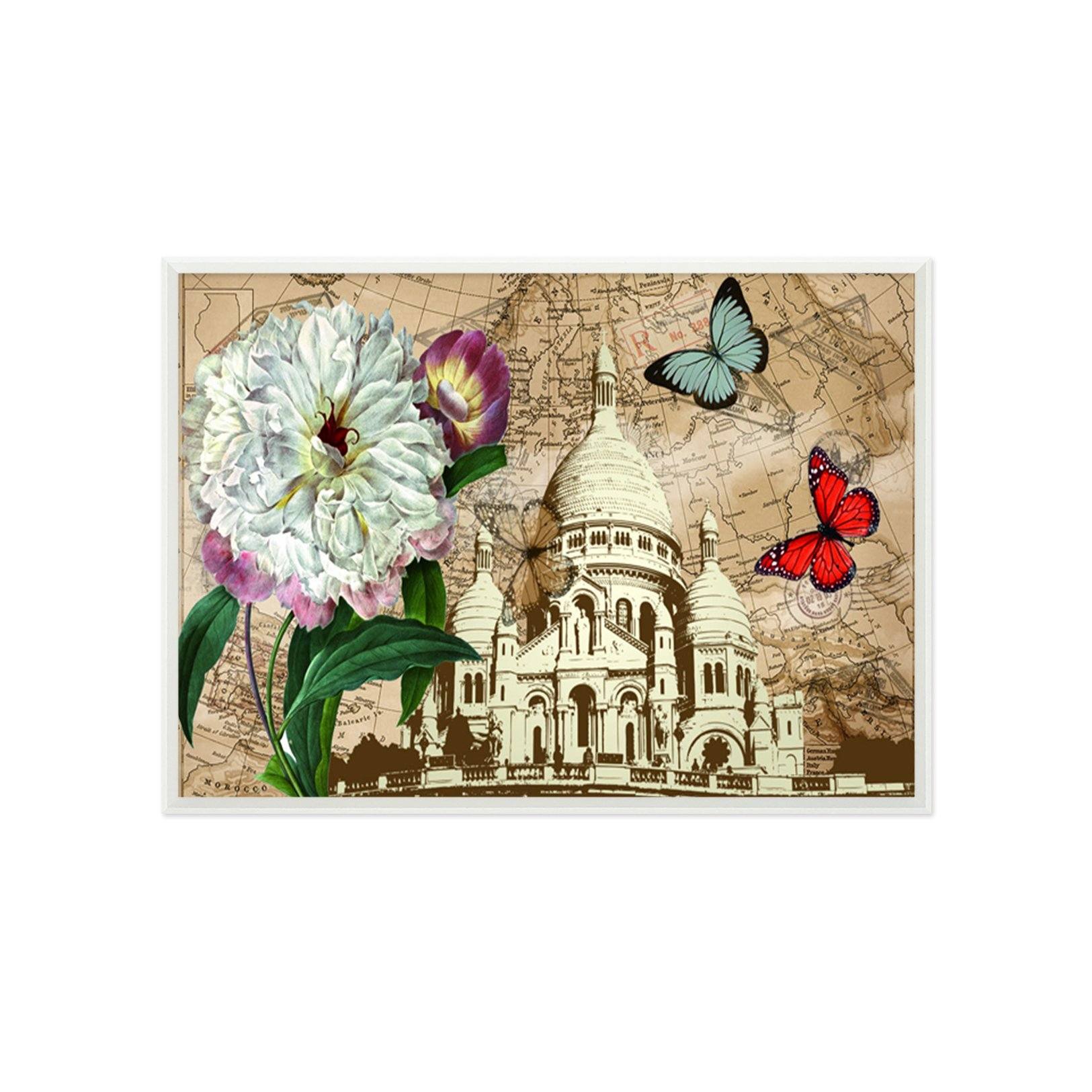3D Castle Butterfly 039 Fake Framed Print Painting Wallpaper AJ Creativity Home