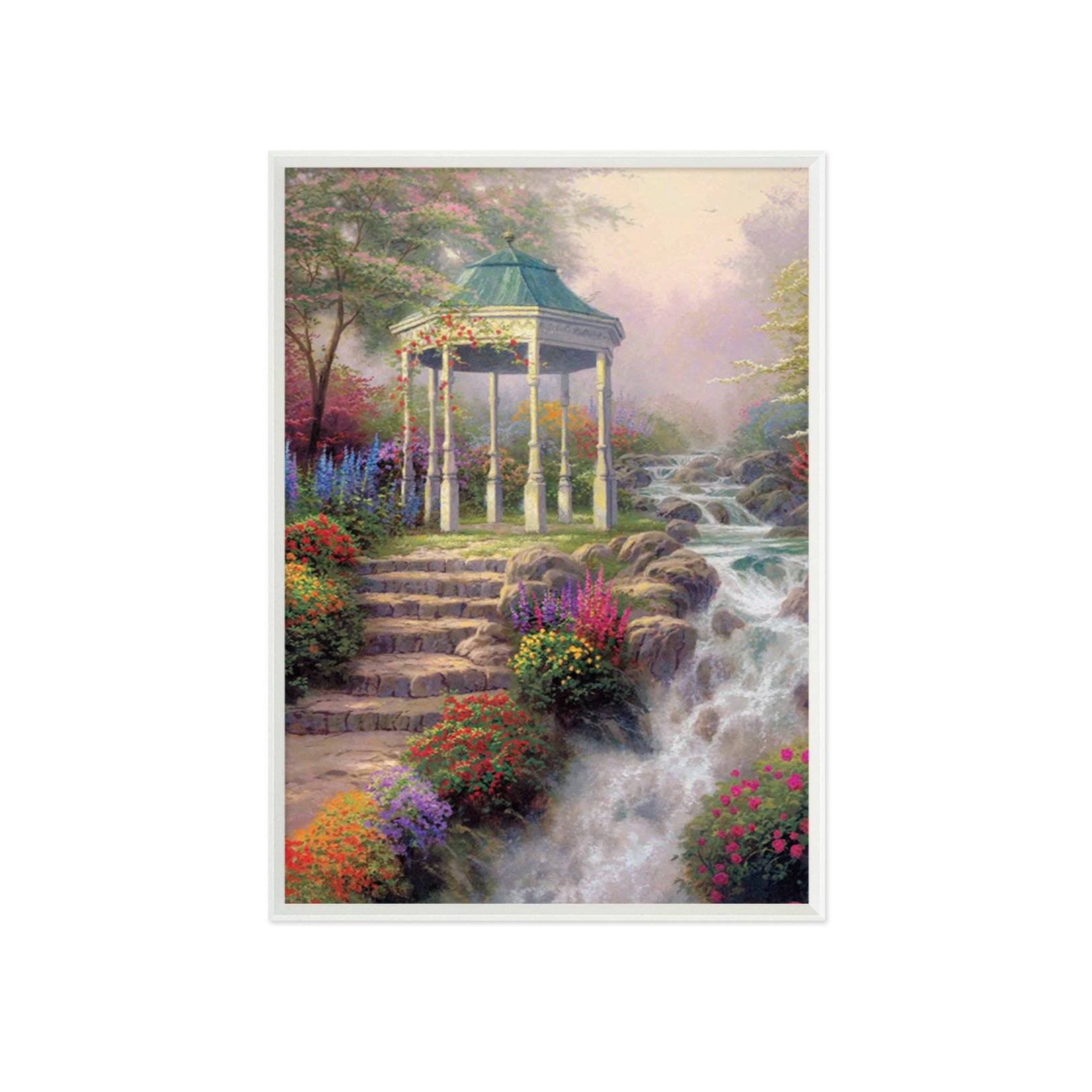 3D Small Pavilion River 008 Fake Framed Print Painting Wallpaper AJ Creativity Home