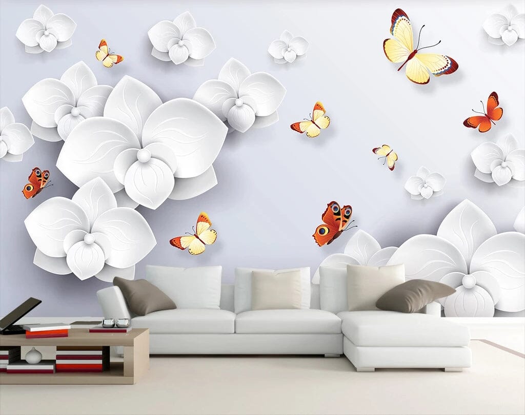 3D Yellow Butterfly WC111 Wall Murals Wallpaper AJ Wallpaper 2