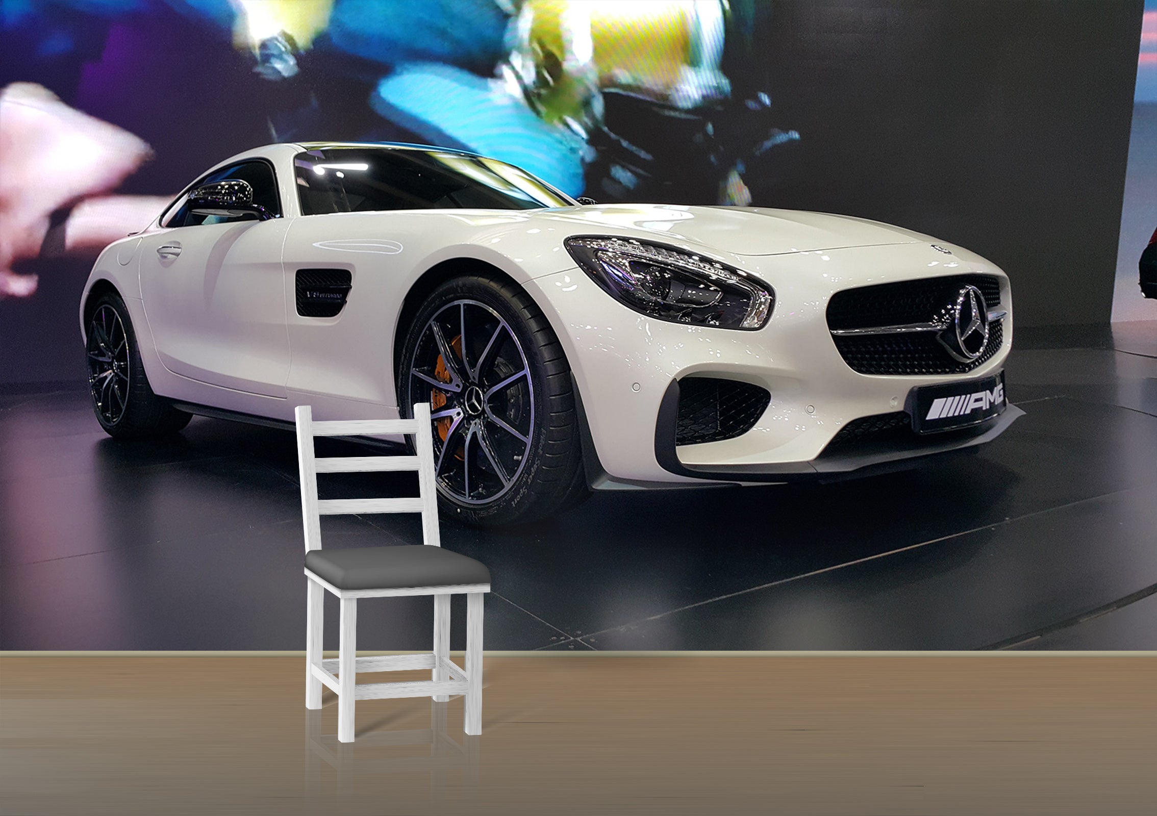 3D White Sports Car 060 Vehicle Wall Murals