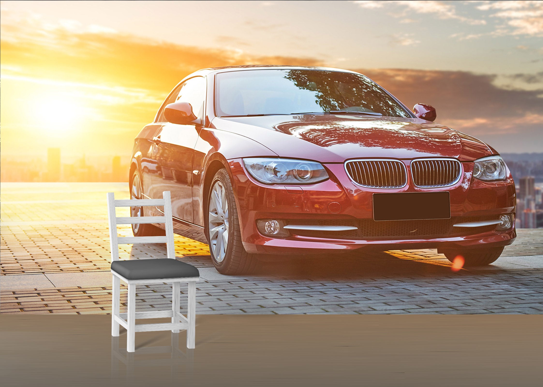 3D City Dusk Car 287 Vehicle Wall Murals