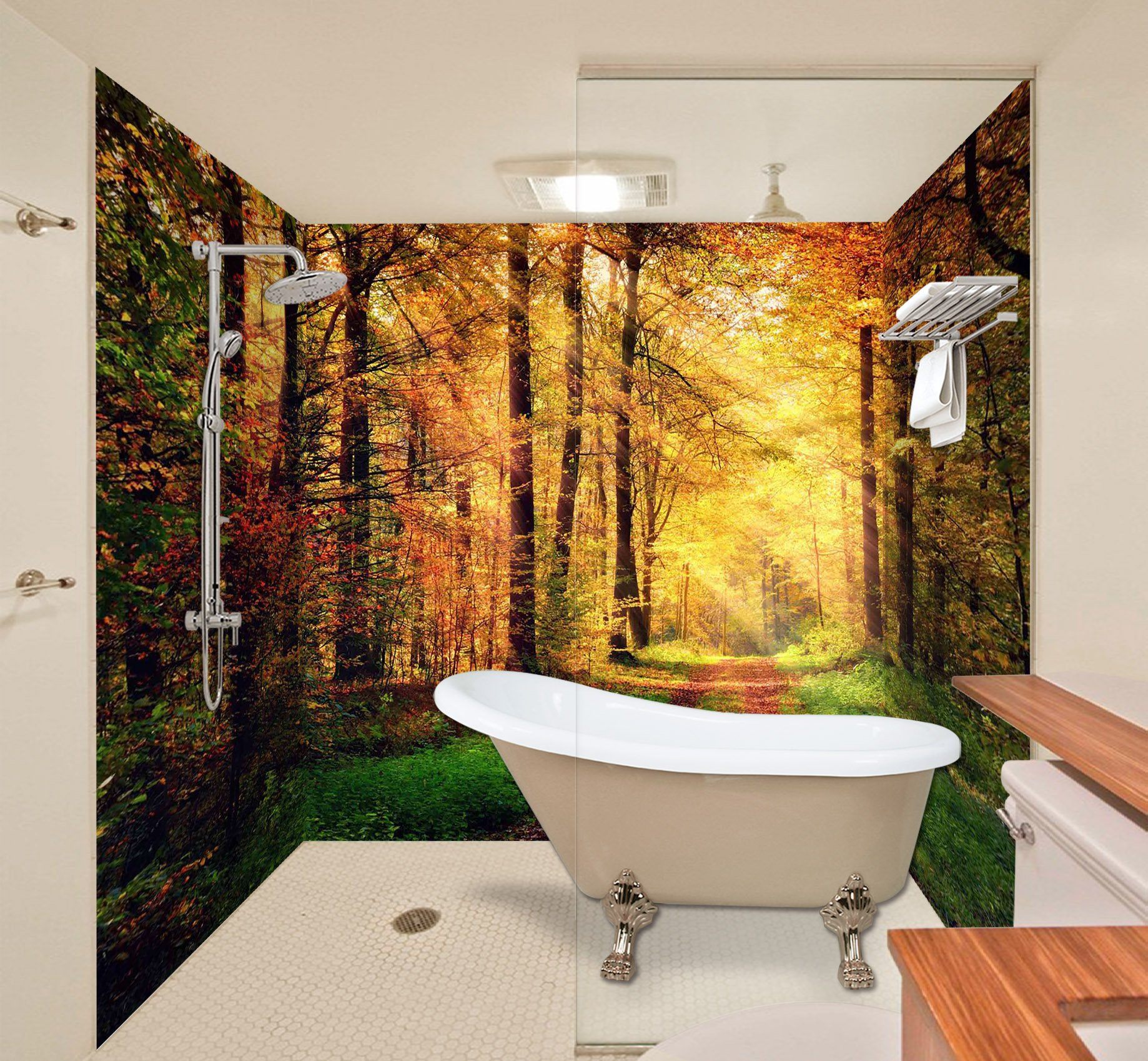 3D Forest Road Sunshine 64 Bathroom Wallpaper Wallpaper AJ Wallpaper 