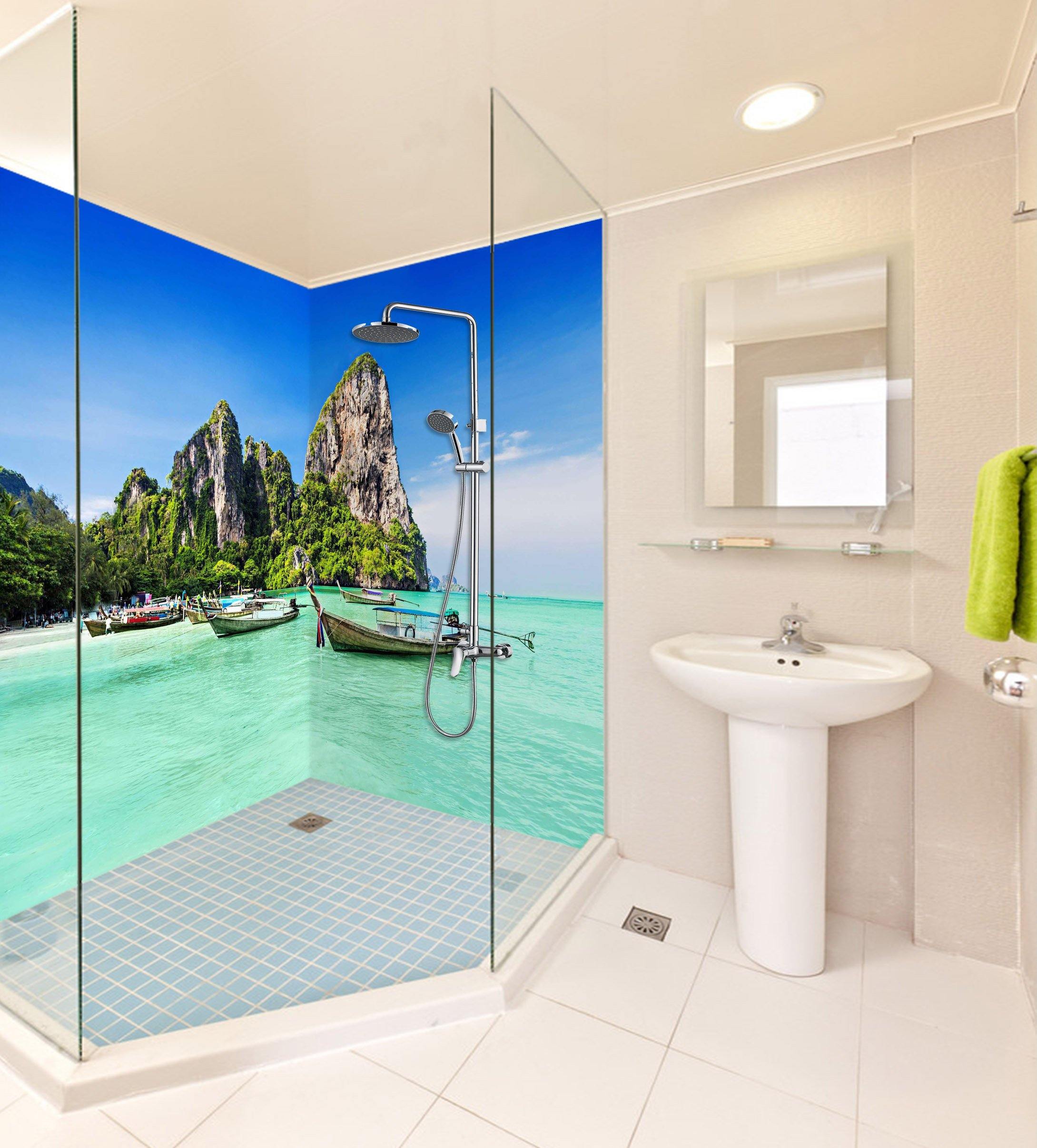 3D Sea Boats 81 Bathroom Wallpaper Wallpaper AJ Wallpaper