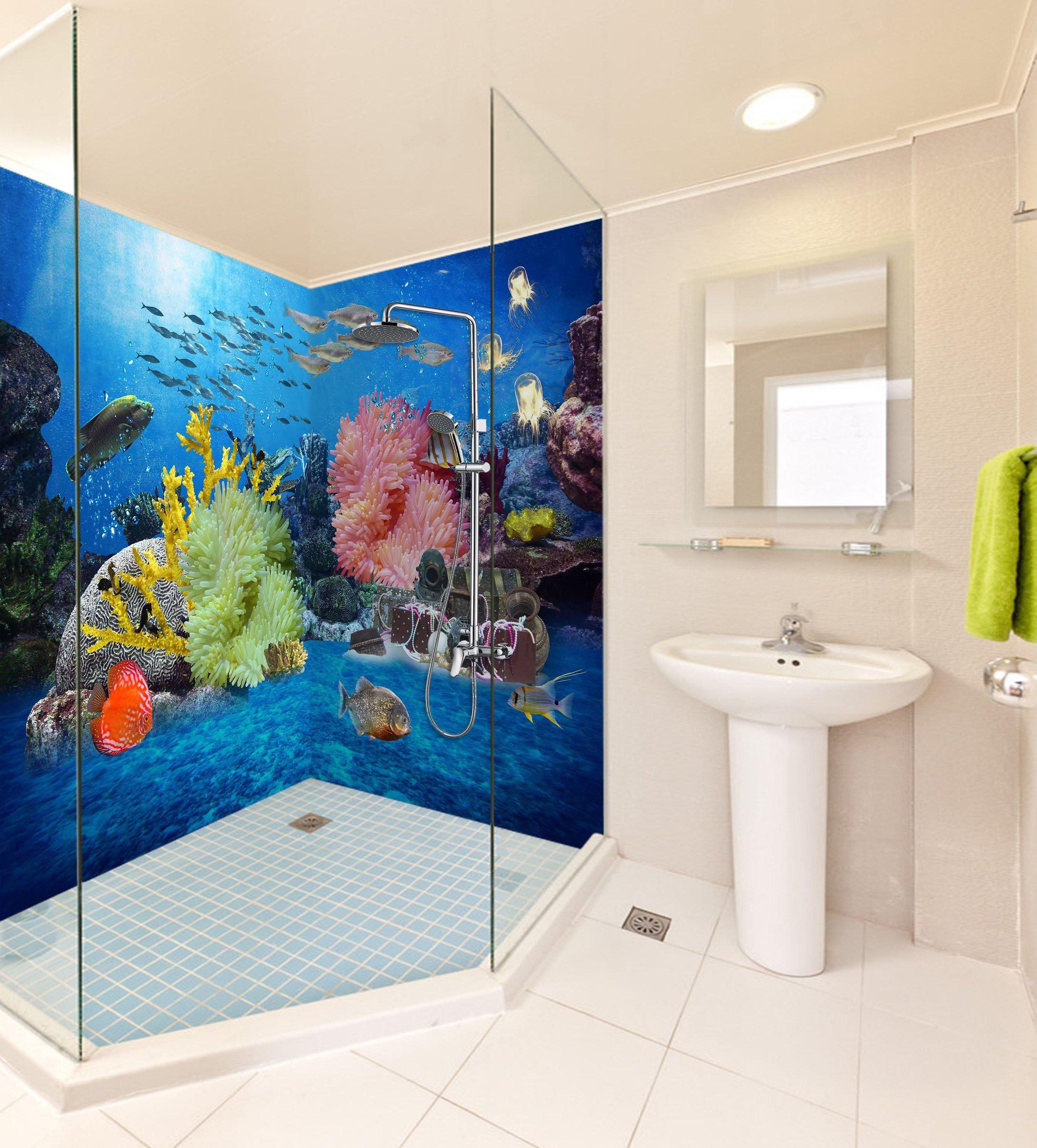 3D Seabed Colorful Corals 4 Bathroom Wallpaper Wallpaper AJ Wallpaper