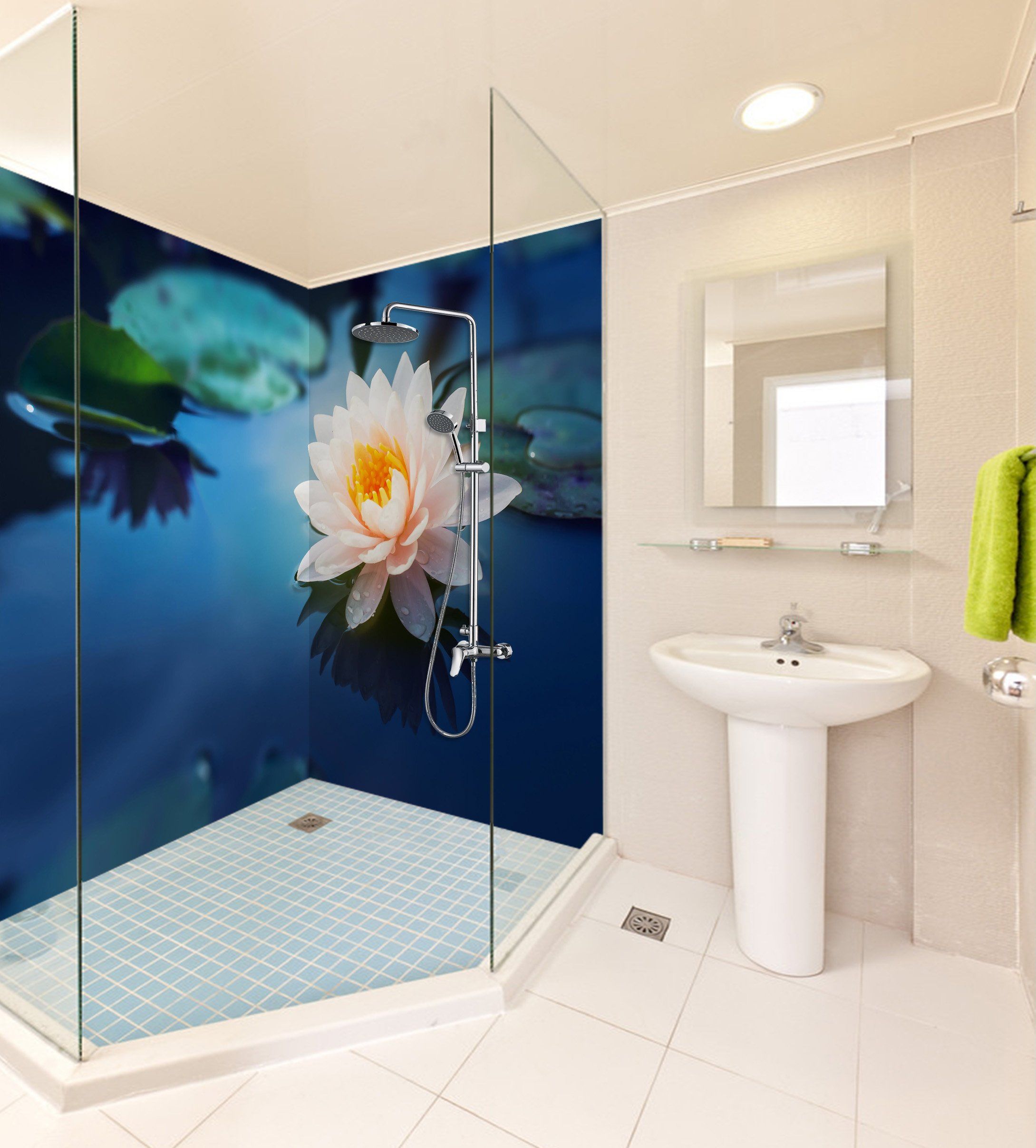 3D Beautiful Lake Flower 55 Bathroom Wallpaper Wallpaper AJ Wallpaper