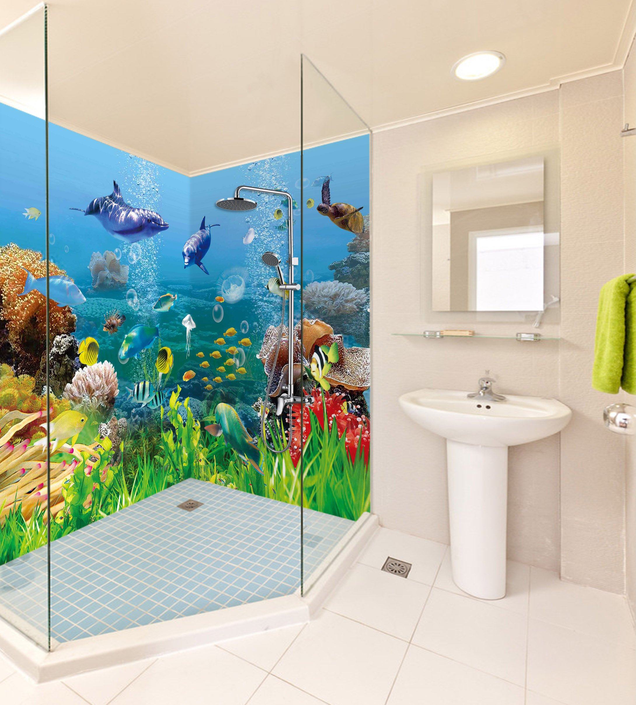3D Pretty Ocean World 3 Bathroom Wallpaper Wallpaper AJ Wallpaper