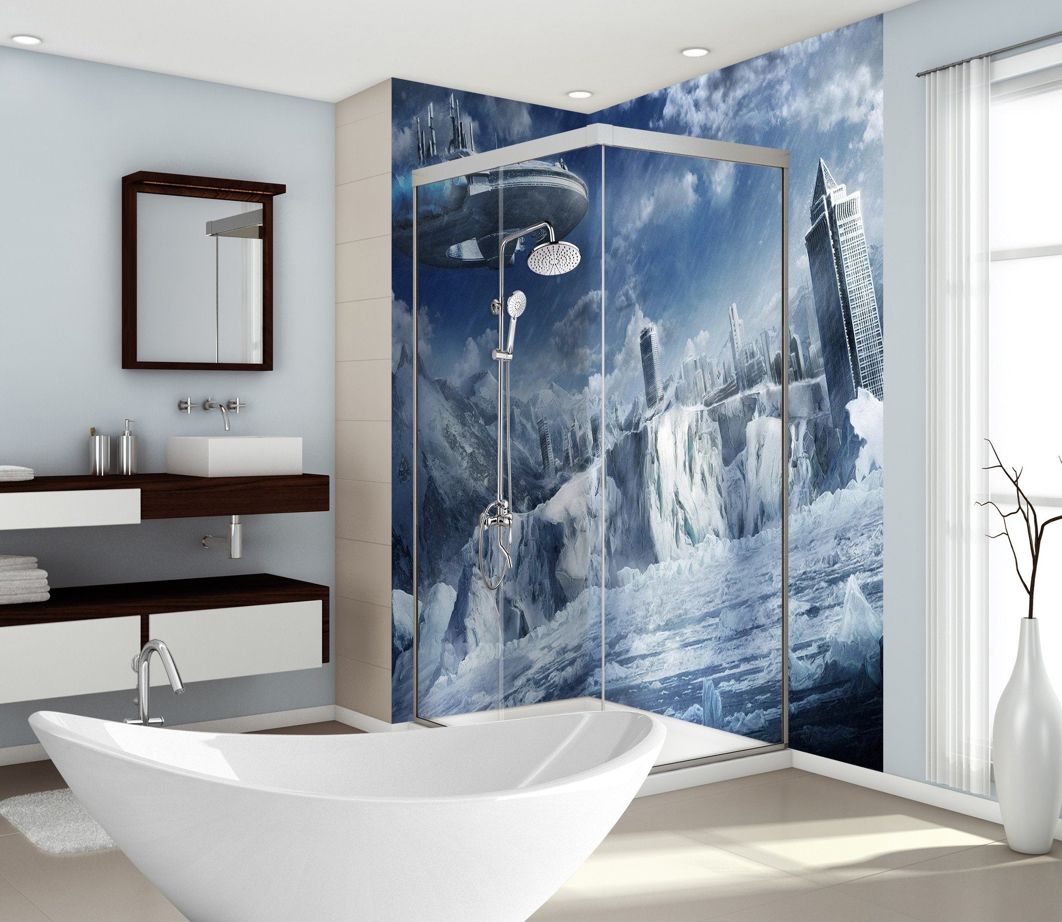 3D Destroyed City 9 Bathroom Wallpaper Wallpaper AJ Wallpaper