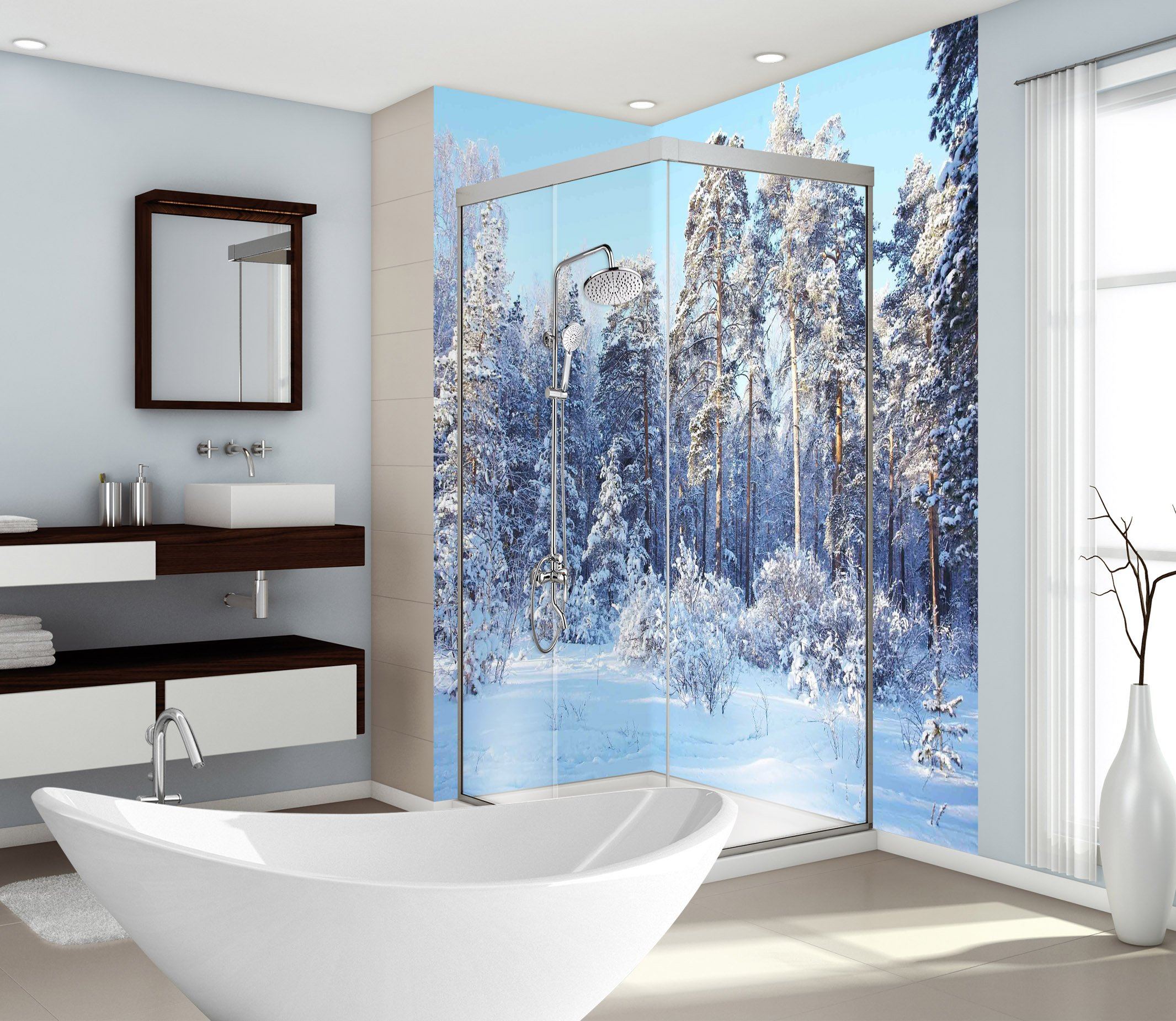 3D Snowed Forest 82 Bathroom Wallpaper Wallpaper AJ Wallpaper