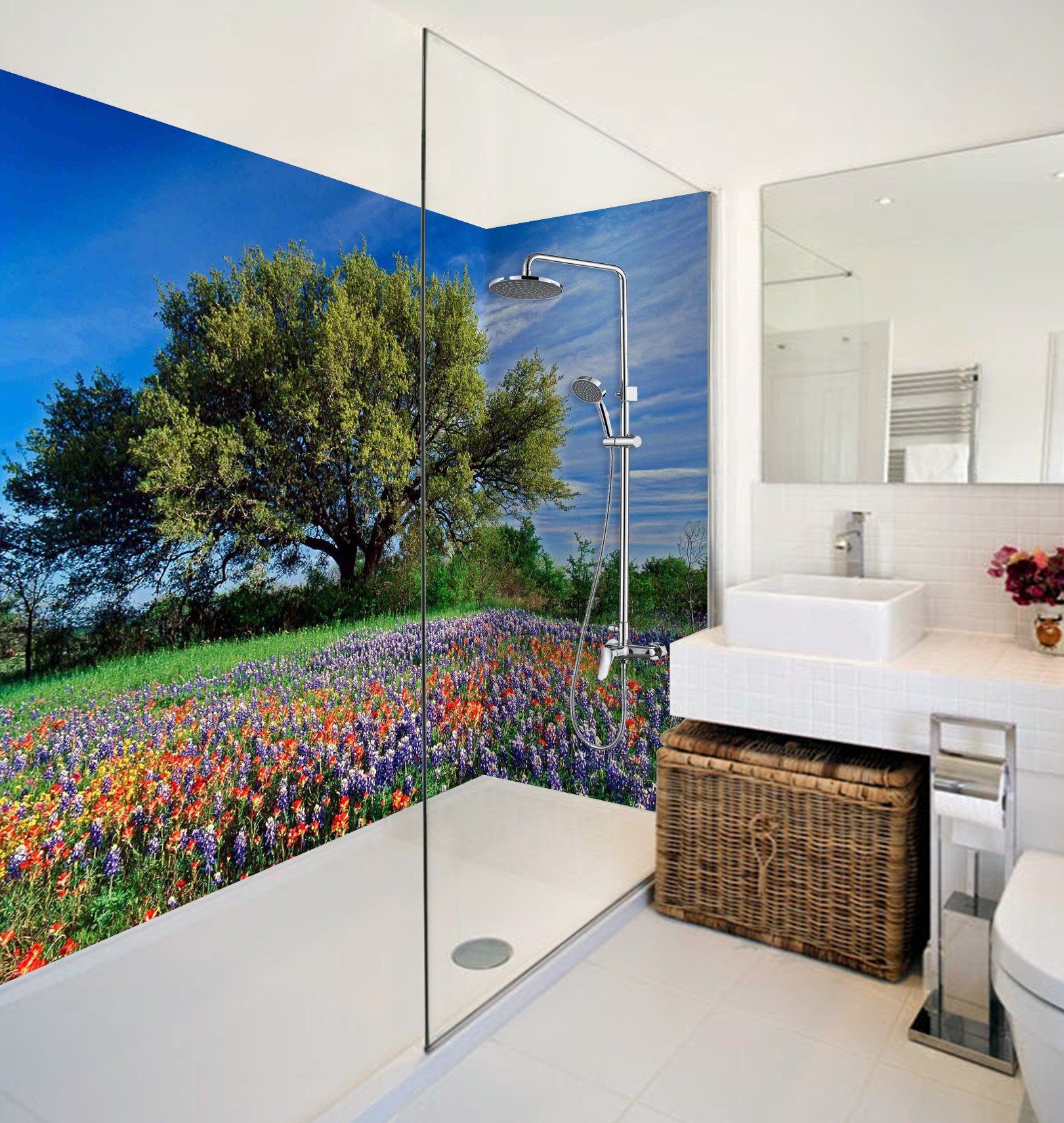 3D Tree Flowers 10 Bathroom Wallpaper Wallpaper AJ Wallpaper